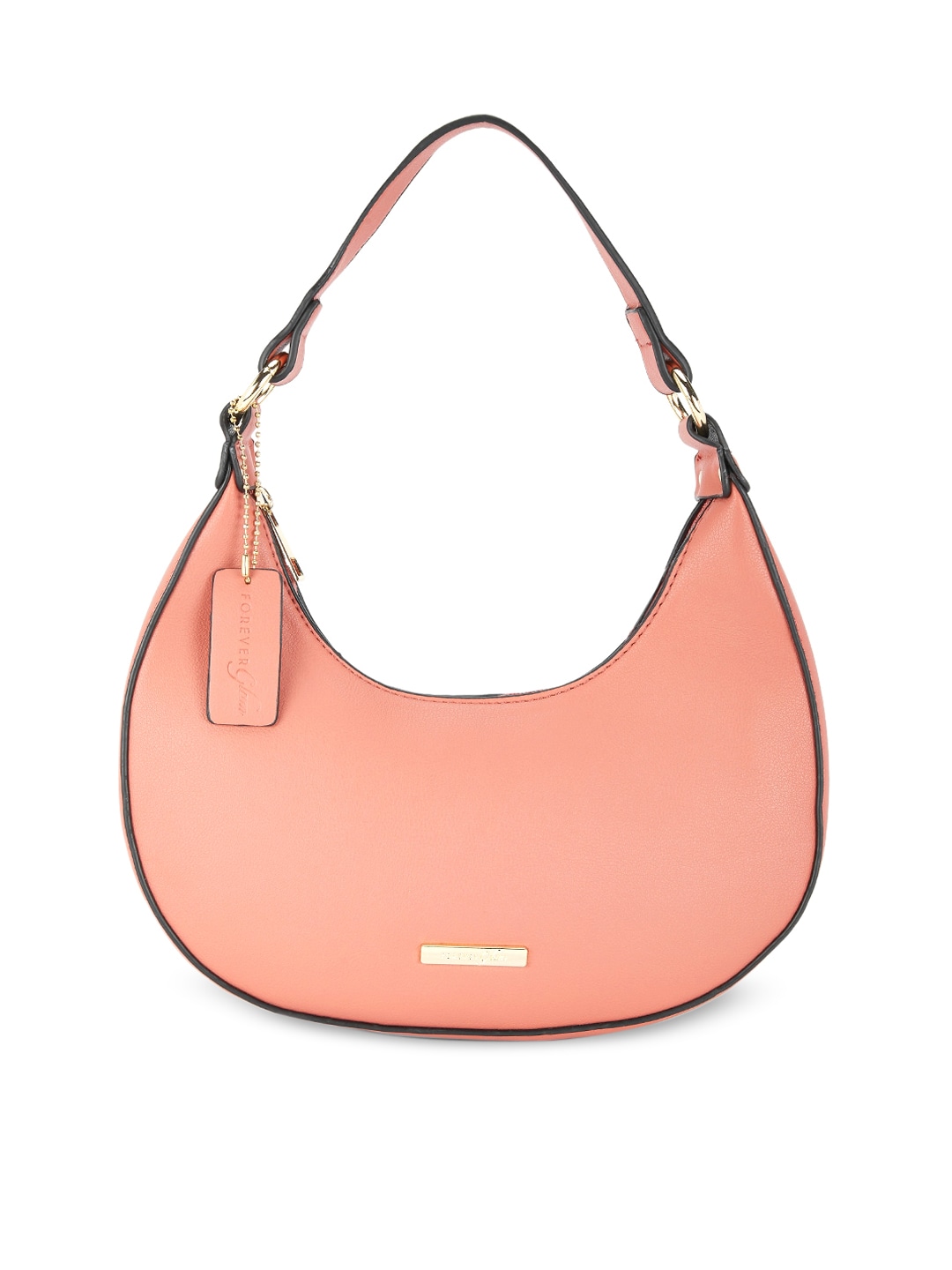Forever Glam by Pantaloons Pink PU Half Moon Hobo Bag with Tasselled Price in India