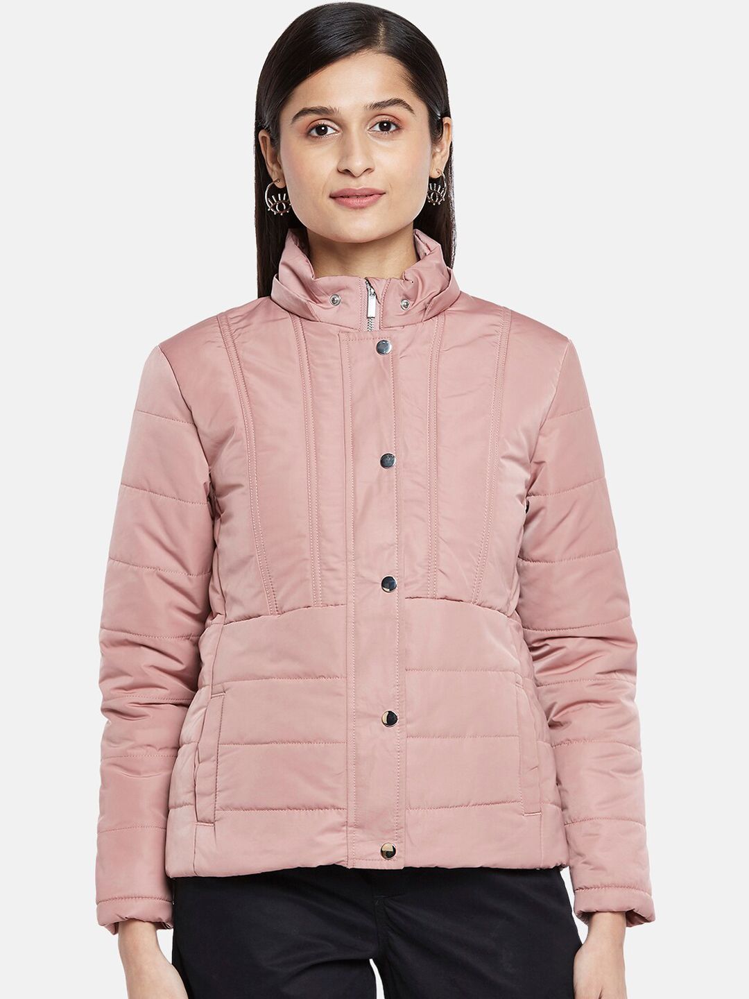 Honey by Pantaloons Women Peach-Coloured Puffer Jacket Price in India