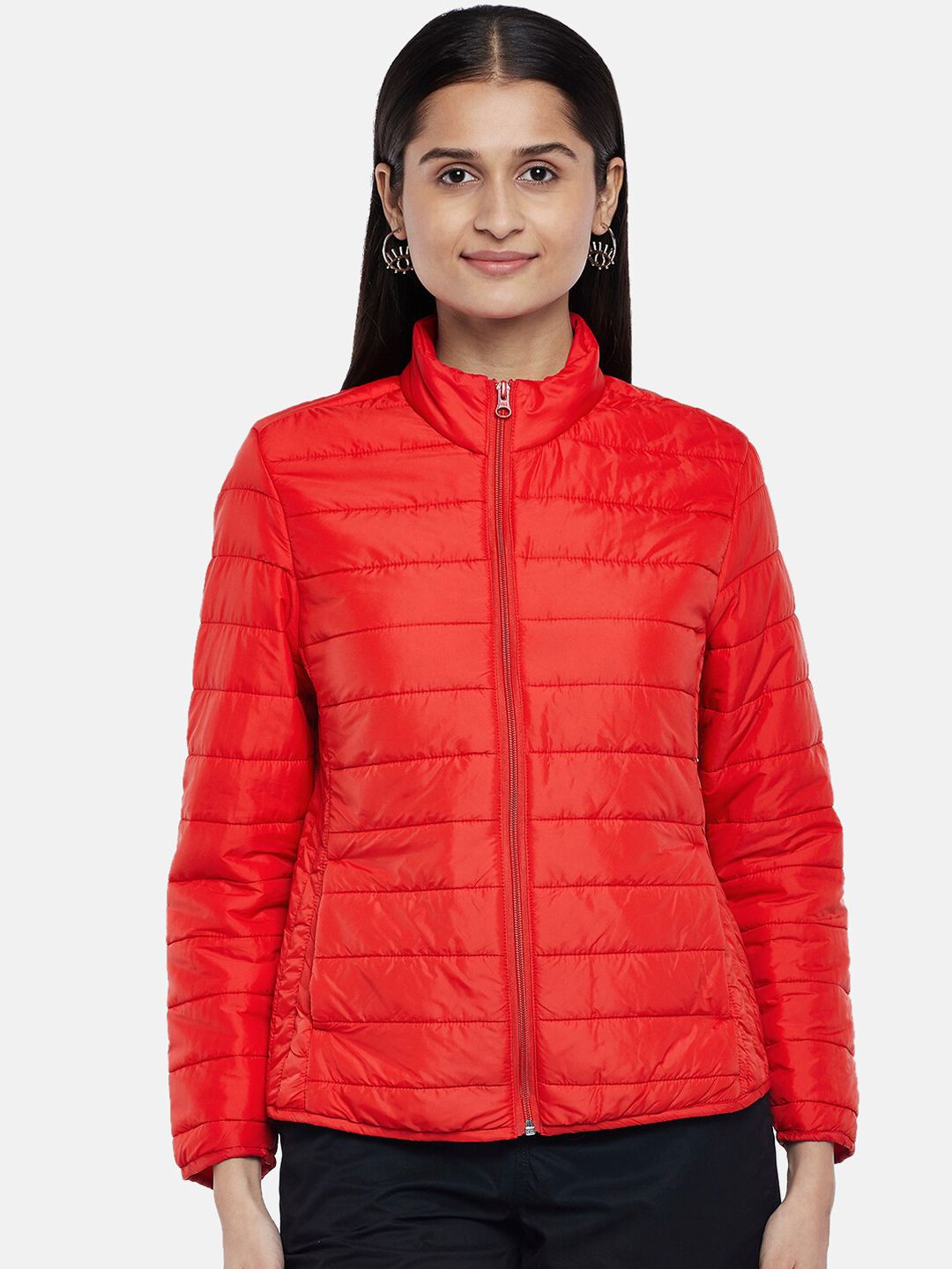 Honey by Pantaloons Women Red Crop Padded Jacket Price in India