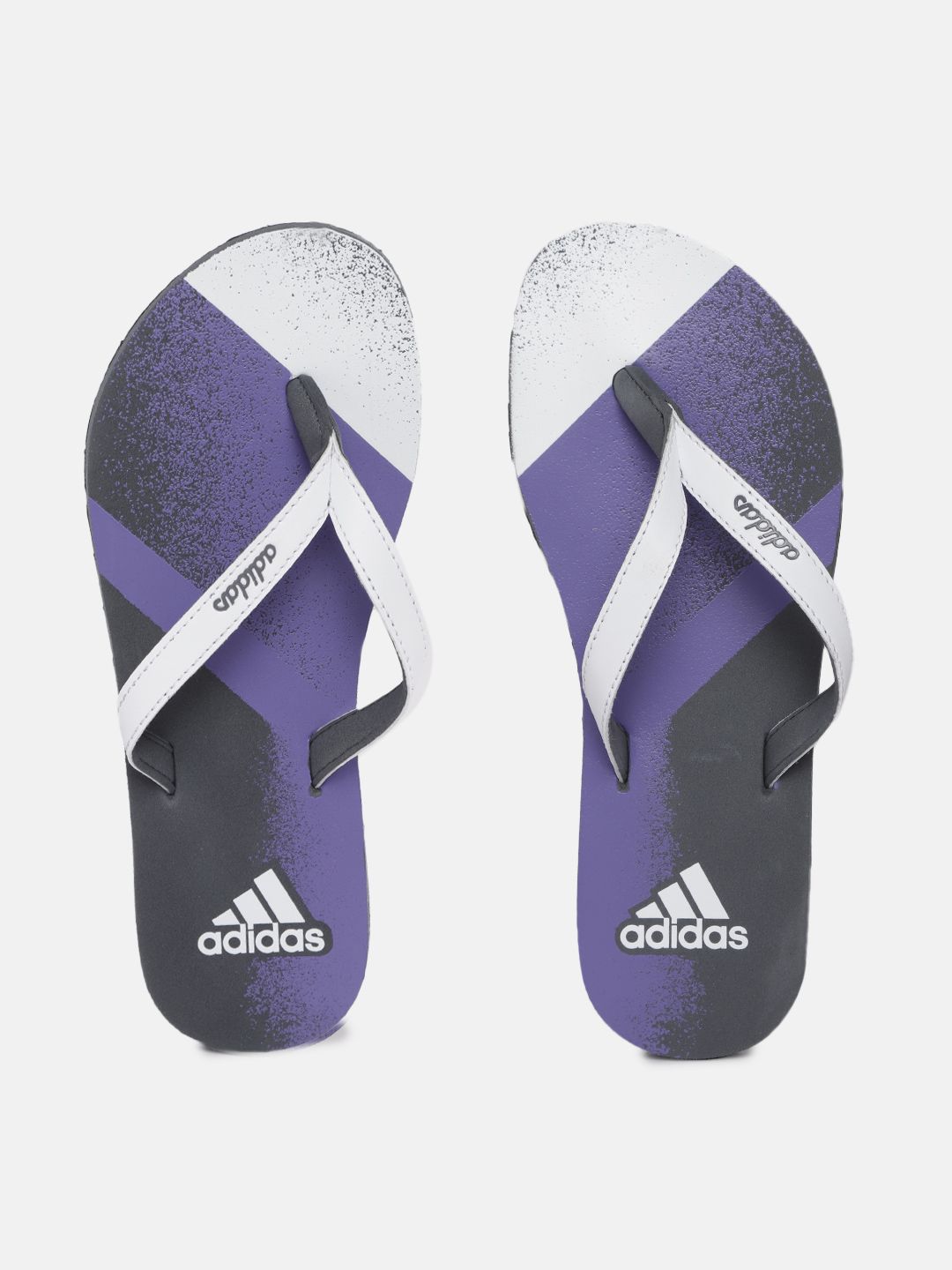 ADIDAS Women White & Purple Printed Thong Flip-Flops Price in India