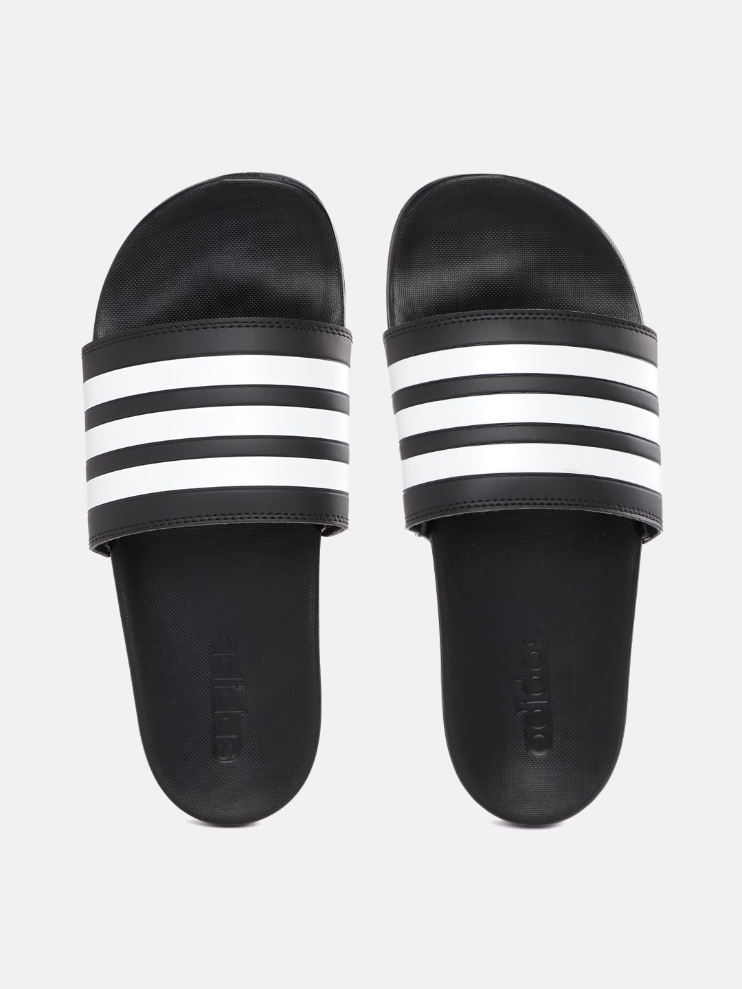 ADIDAS Unisex Black & White Striped Adilette Comfort Sliders Price in India