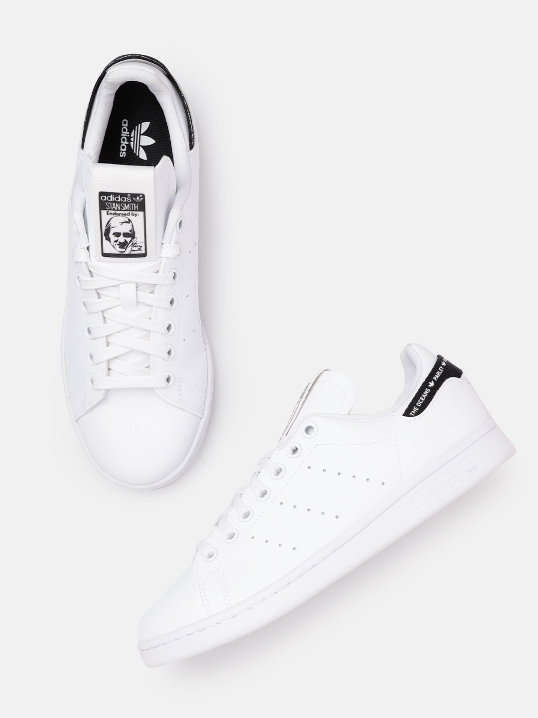 ADIDAS Originals Unisex White & Black Perforated Stan Smith Sneakers Price in India