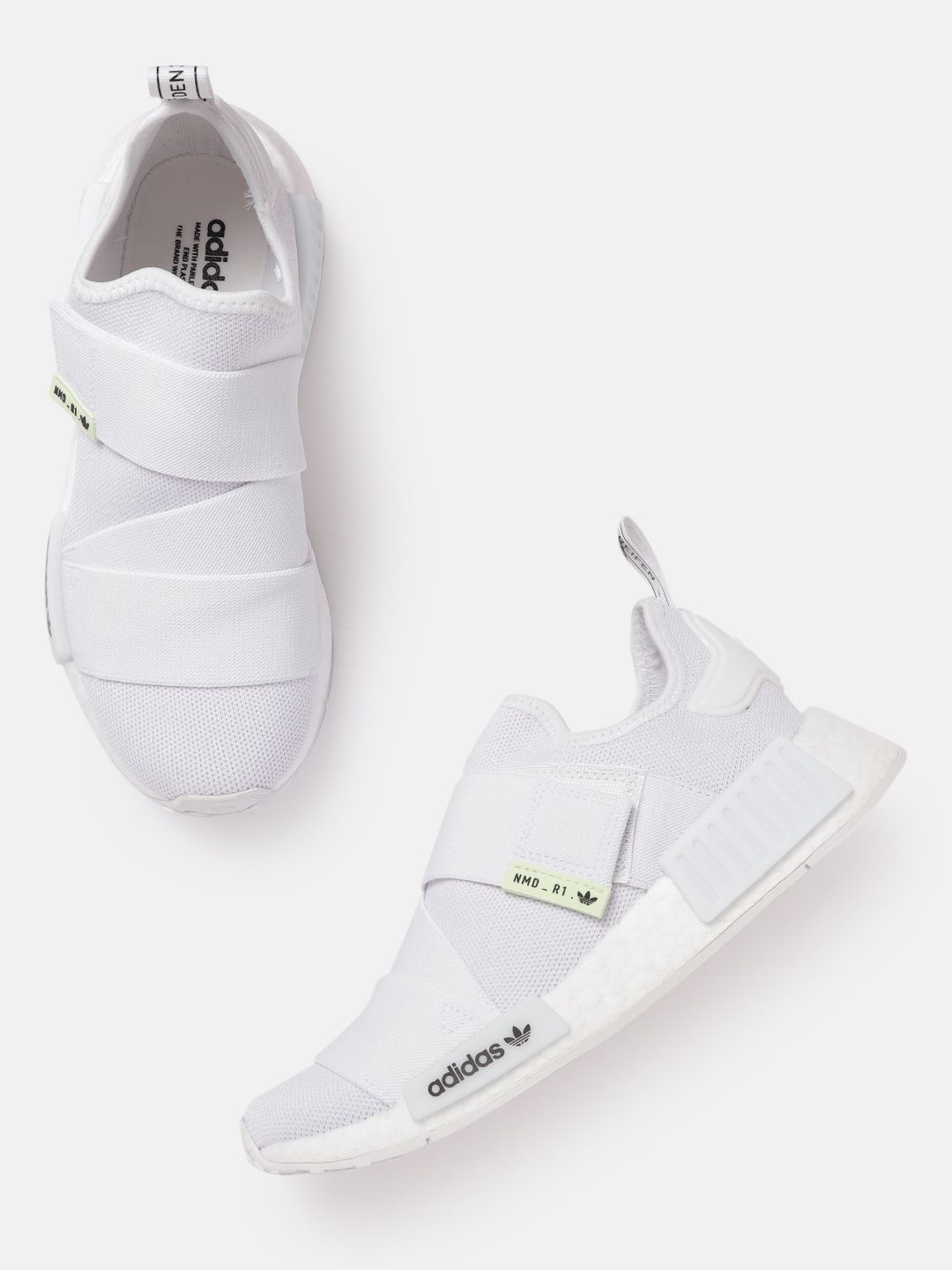 ADIDAS Originals Women White Woven Design NMD_R1 Slip-On Sneakers Price in India