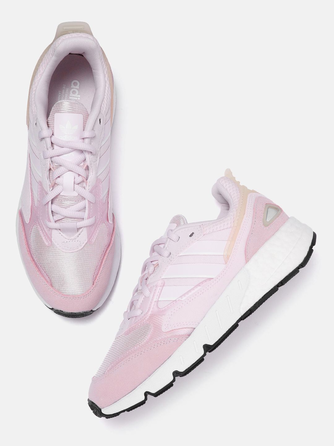 ADIDAS Originals Women Pink Woven Design ZX 1K Boost 2.0 Sneakers Price in India