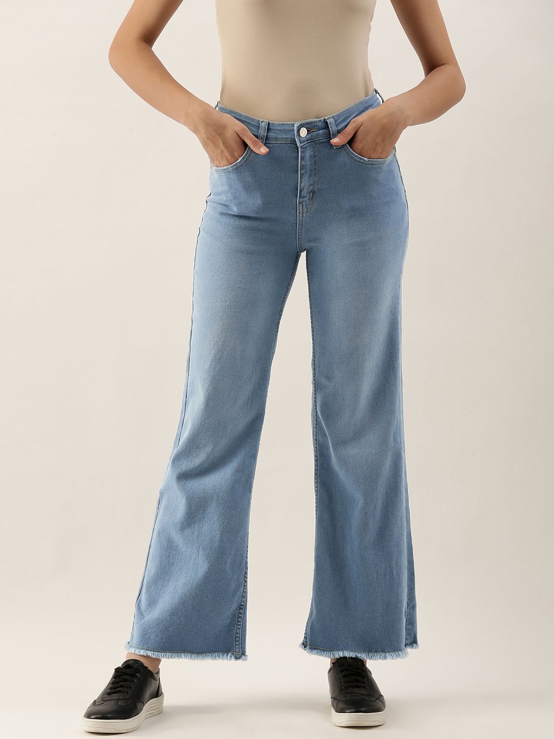 AND Women Blue Flared Light Fade Fit and Flared Stretchable Jeans Price in India