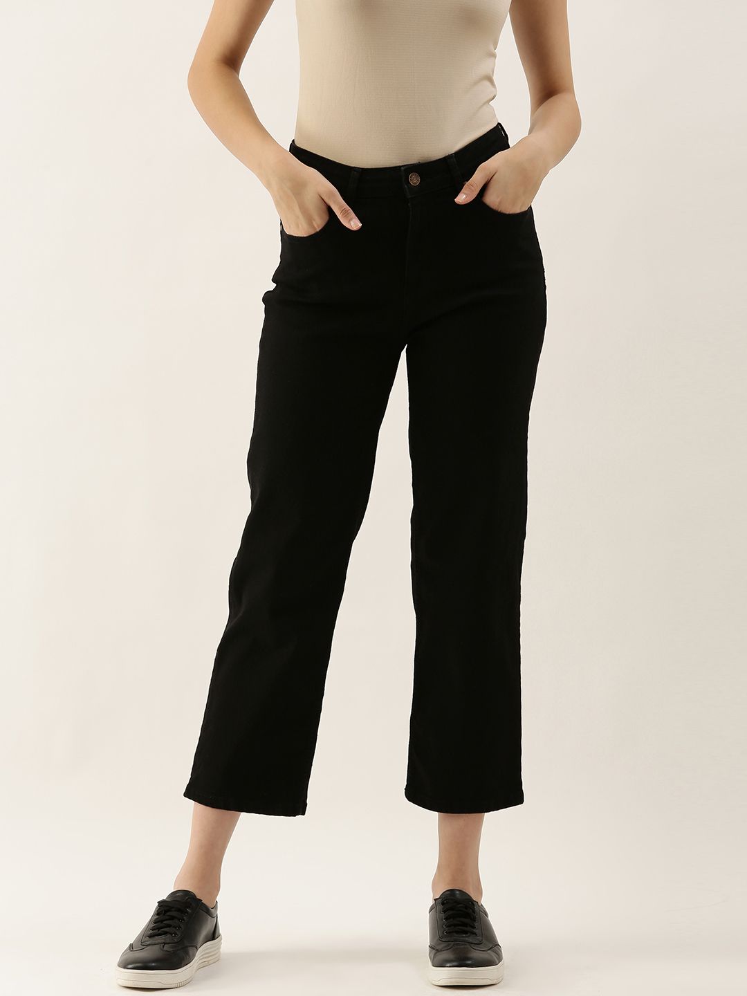 AND Women Black Relaxed Fit Stretchable Jeans Price in India