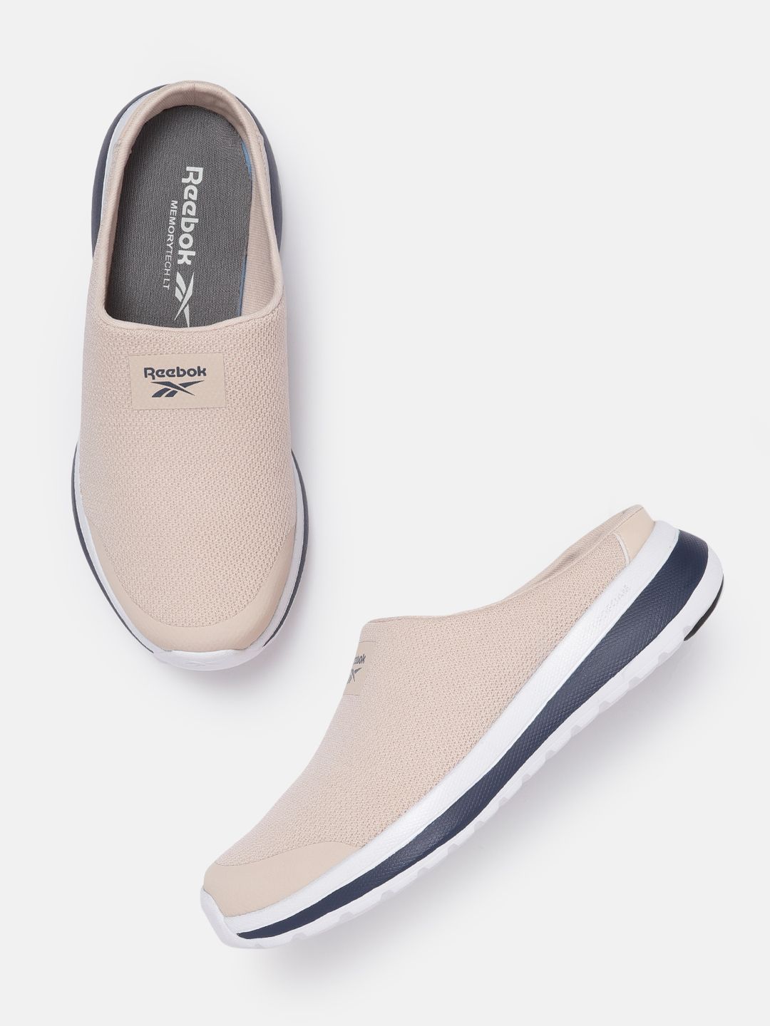 Reebok Women Cream-Coloured Woven Design Comfort Wonder Walking Sneaker Mules Price in India