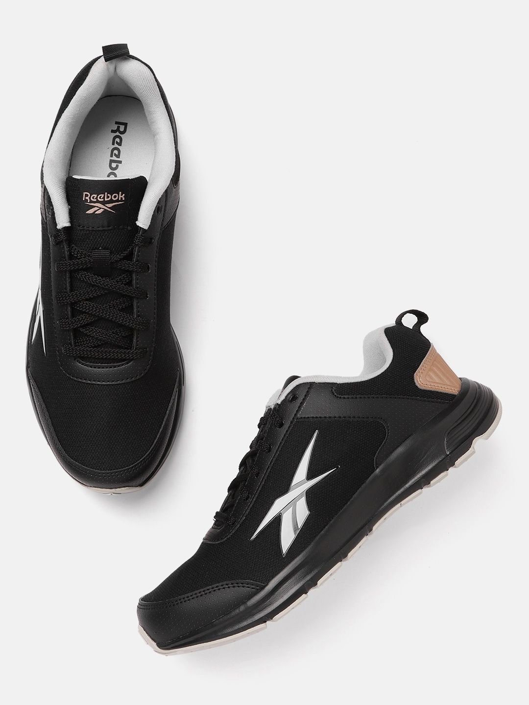 Reebok Men Black Woven Design Canton Running Shoes