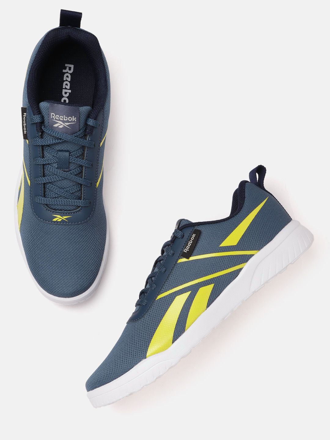 Reebok Men Navy Blue Woven Design Fusion Lux Running Shoes