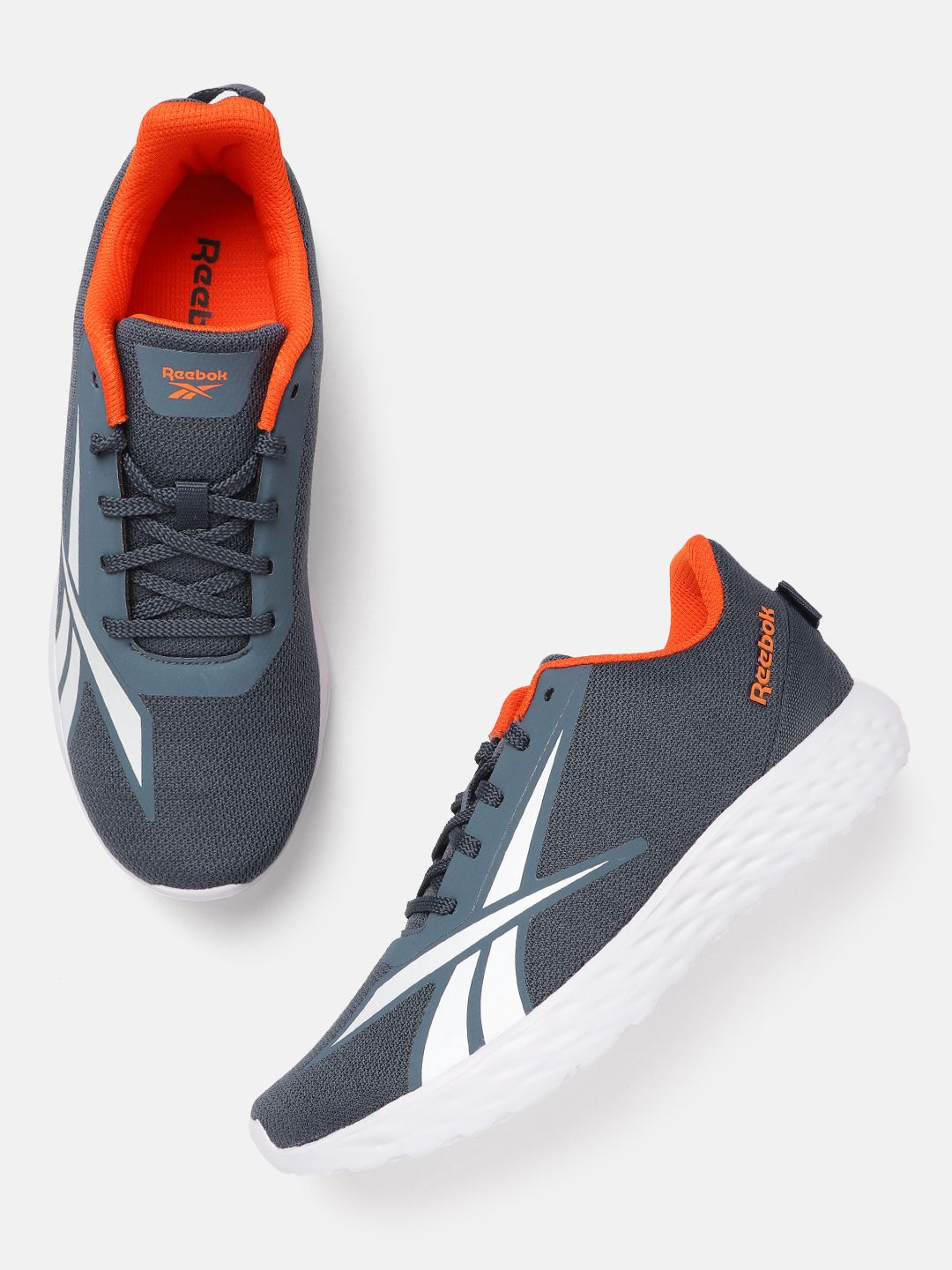 Reebok Men Blue & Orange Espinar Woven Design Running Shoes
