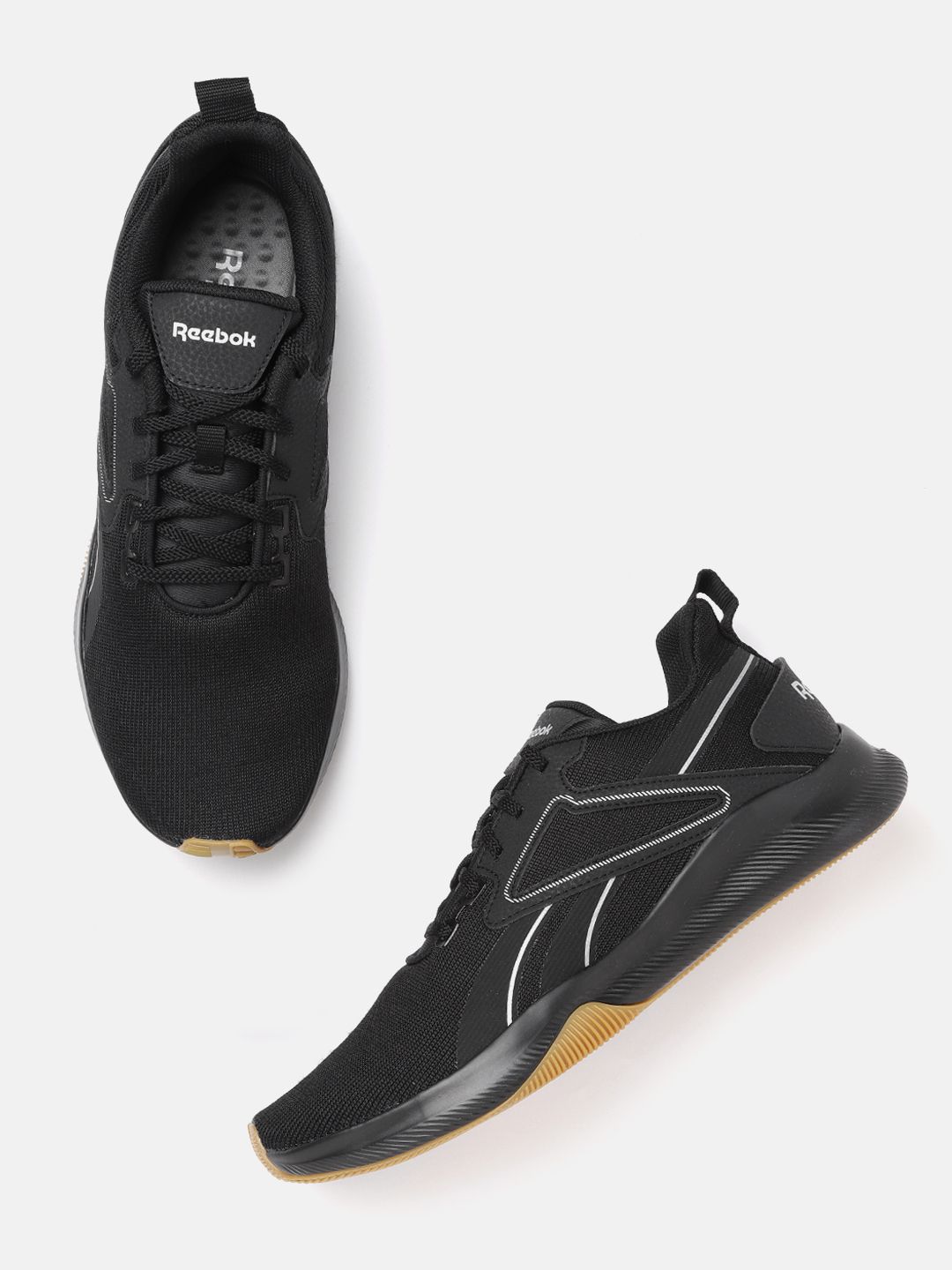 Reebok Men Black Woven Design Grafite Running Shoes