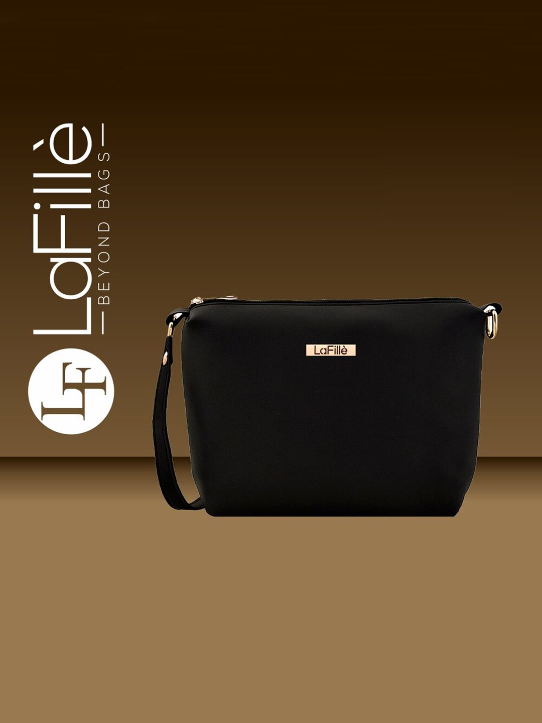 LaFille Black PU Structured Sling Bag Price in India