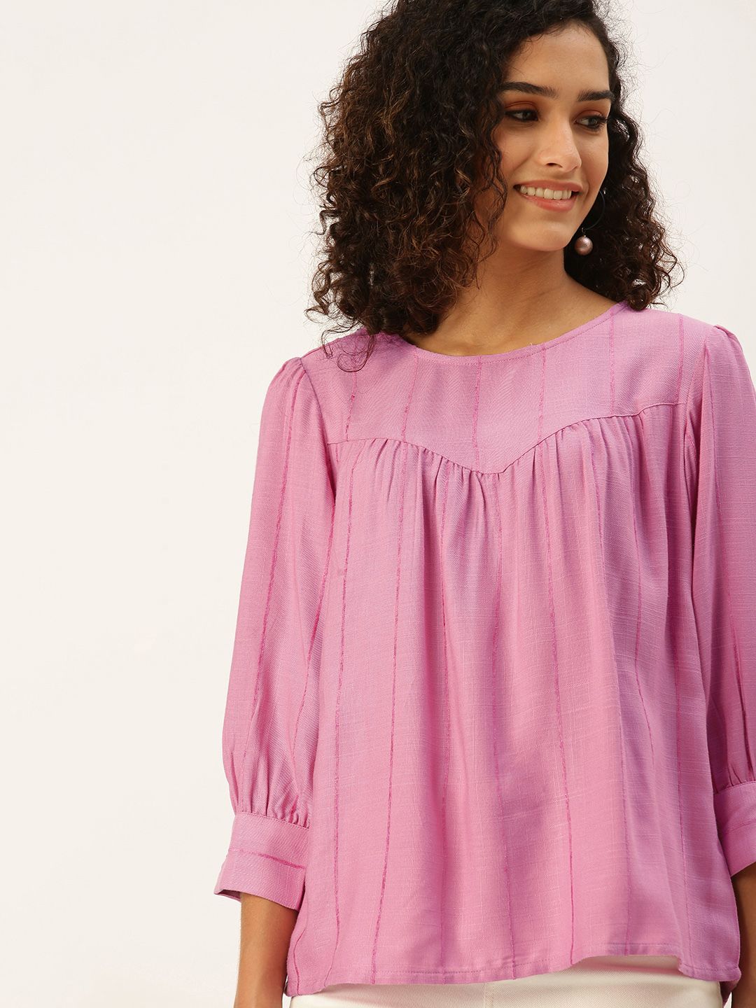 AND Women Lavender Regular Top Price in India