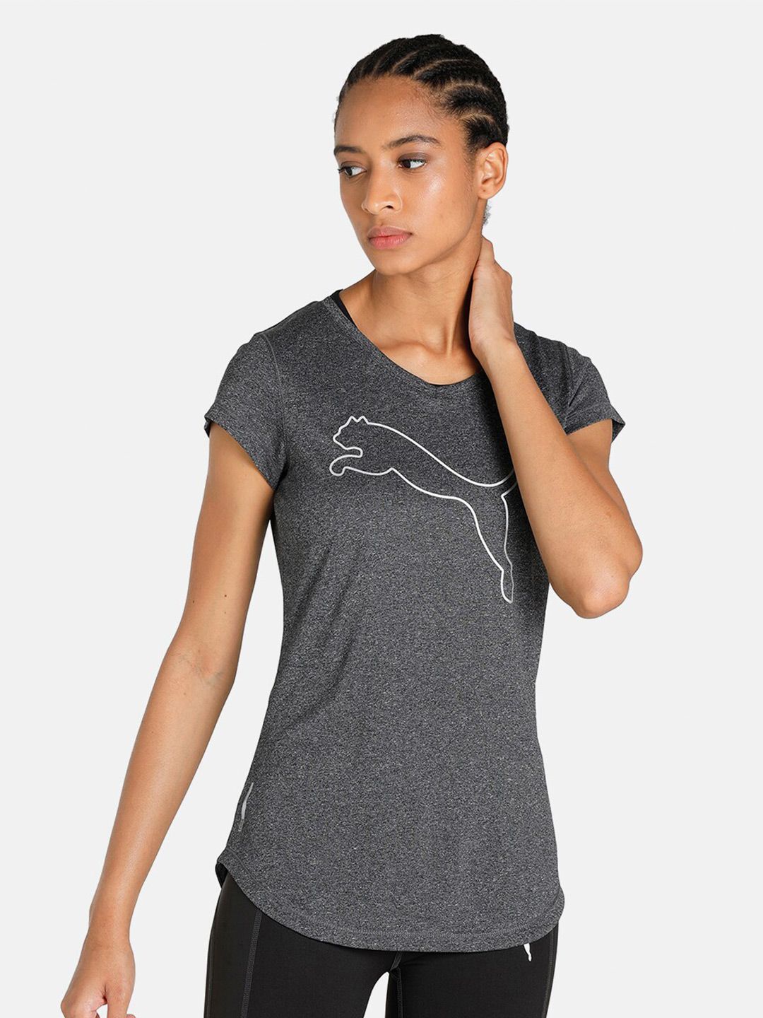 Puma Women Black Printed Heather Cat T-Shirt Price in India