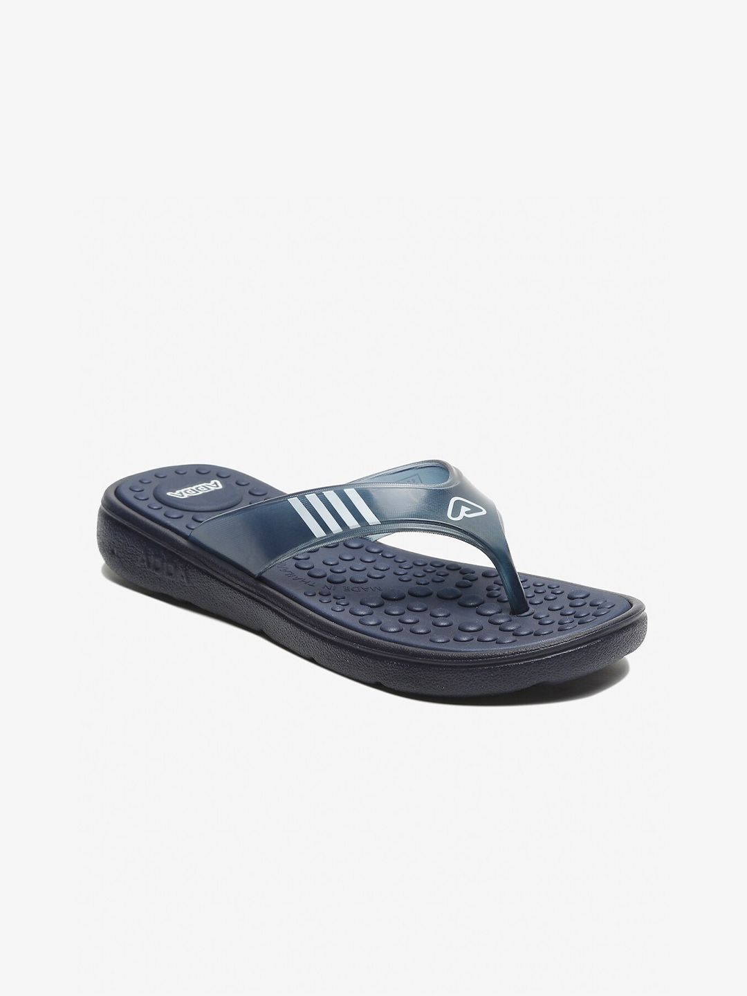 Adda Women Navy Blue & Grey Rubber Thong Flip-Flops