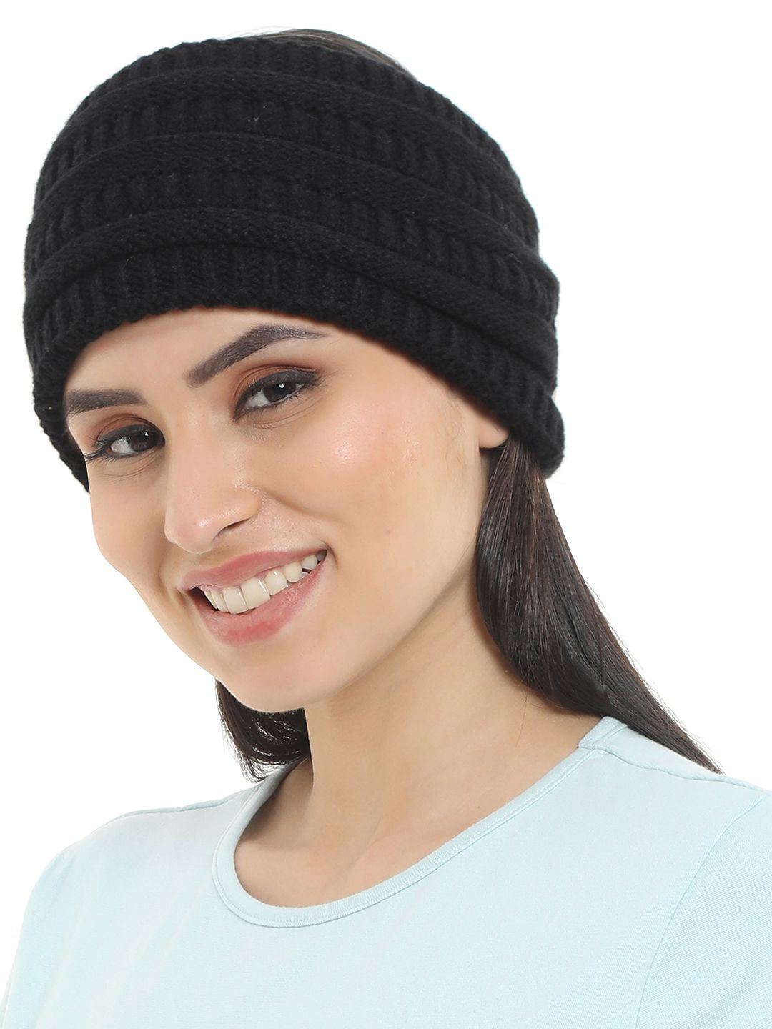 FabSeasons Women Black Self Design Acrylic Headband Price in India