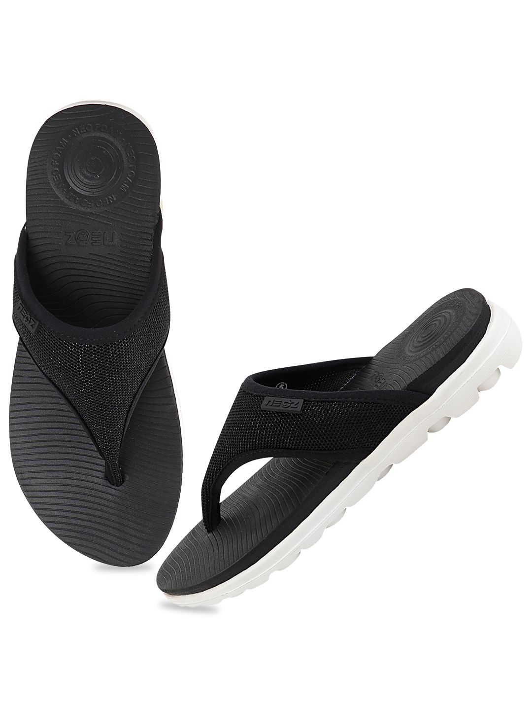 NEOZ Women Black & White Rubber Thong Flip-Flops Price in India