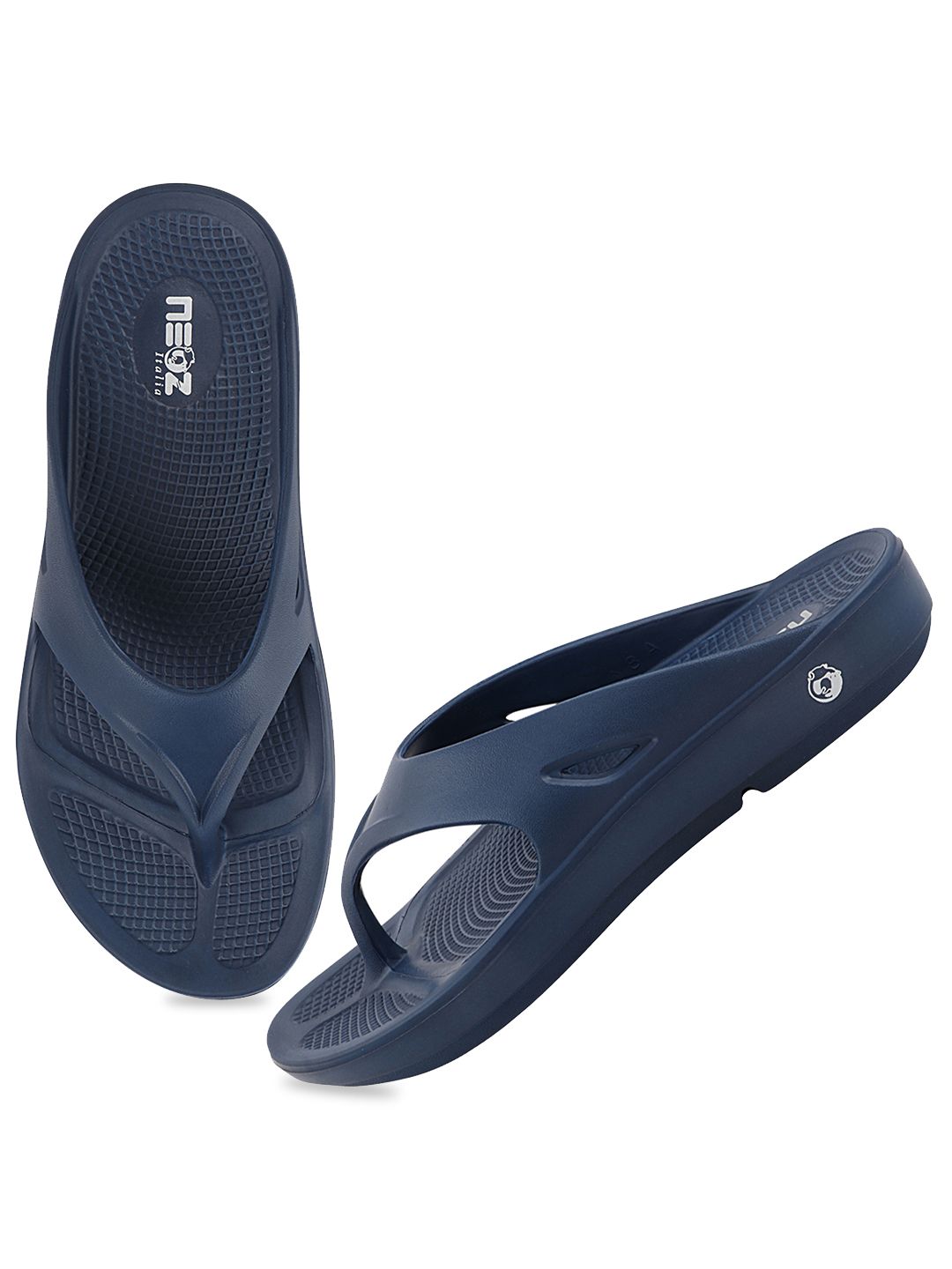 NEOZ Women Navy Blue Rubber Thong Flip-Flops Price in India