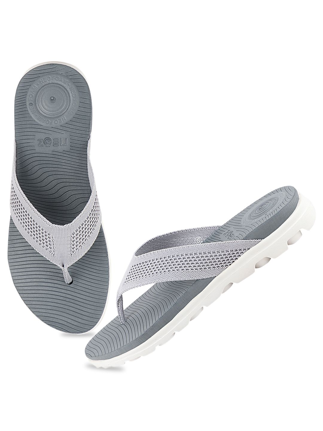 NEOZ Women Grey Rubber Thong Flip-Flops Price in India