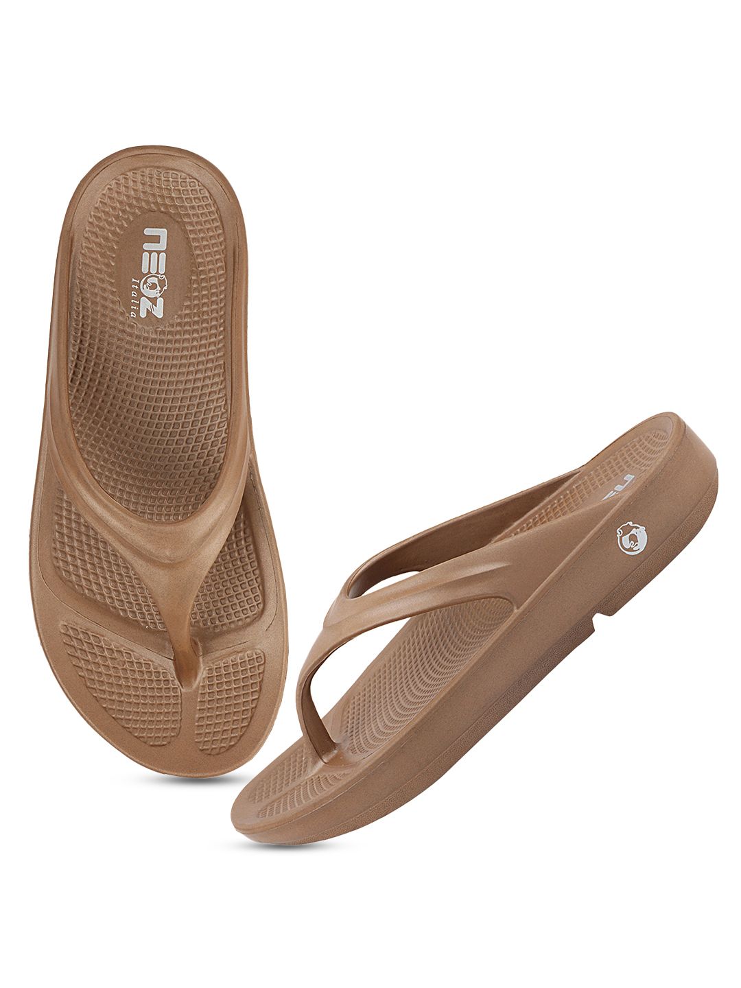 NEOZ Women Bronze-Toned Rubber Thong Flip-Flops Price in India