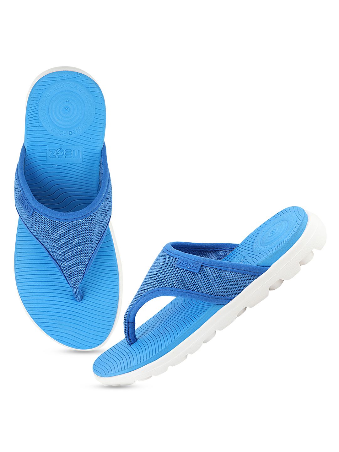 NEOZ Women Blue Rubber Thong Flip-Flops Price in India