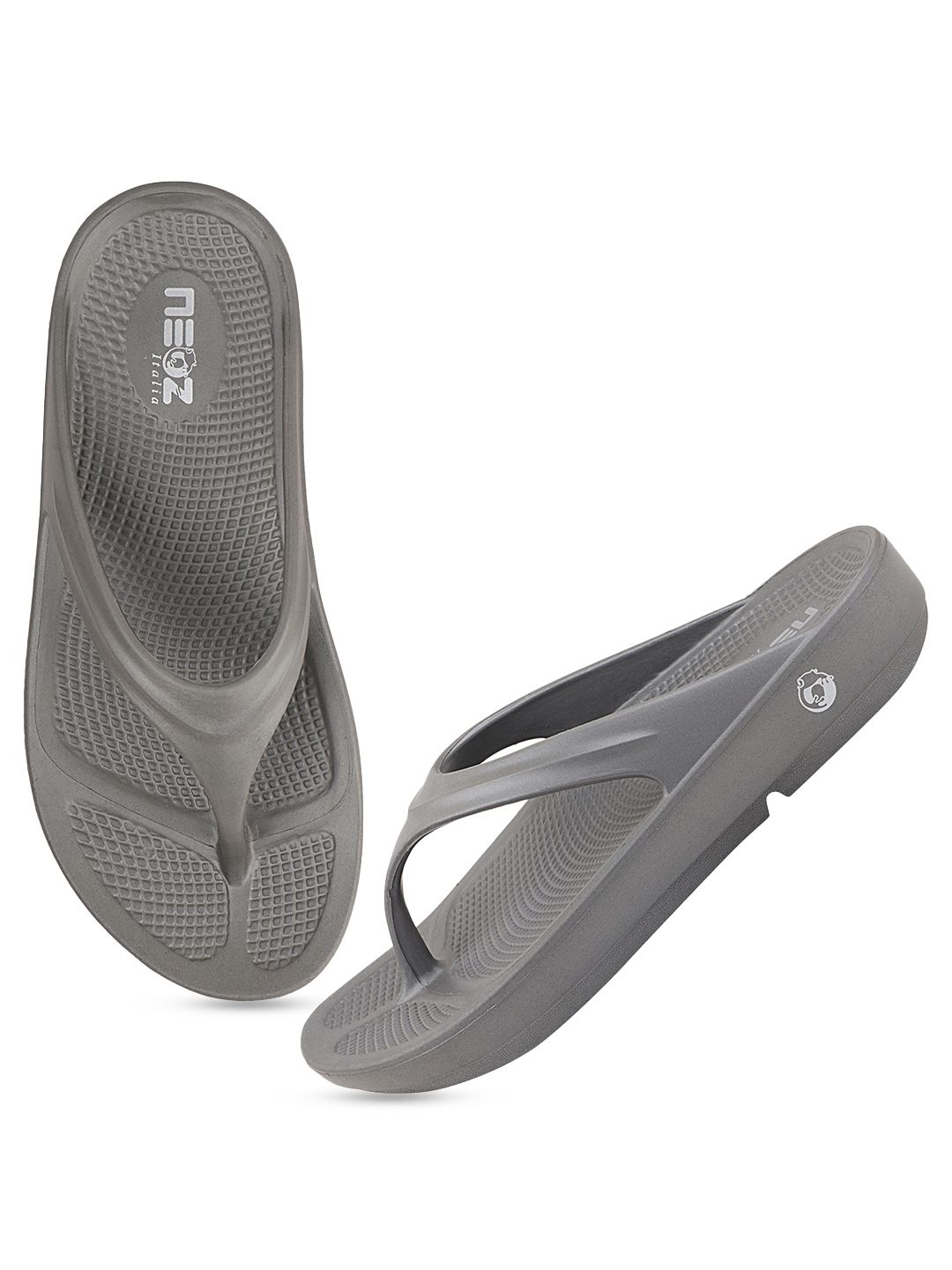 NEOZ Women Grey Solid Thong Flip-Flops Price in India