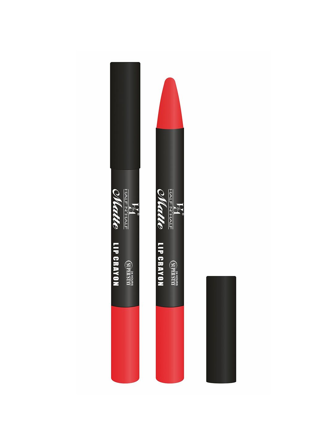 Half N Half Matte Velvet Soft 24h Super Stay Lip Crayon - 01 Hot Red Price in India