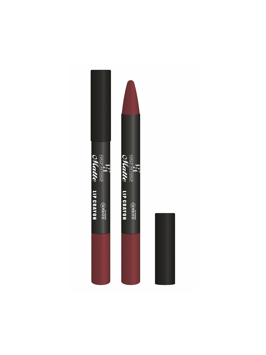 Half N Half Matte Velvet Soft 24h Super Stay Lip Crayon - Born Brown 17 Price in India