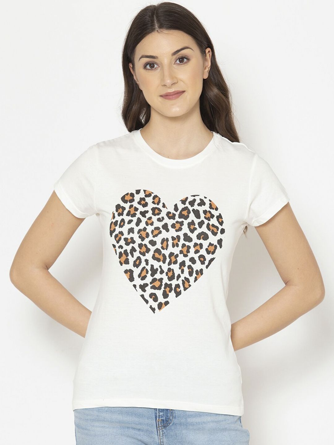 Lounge Dreams Women White & Black Printed Pure Cotton Lounge T-Shirts Price in India