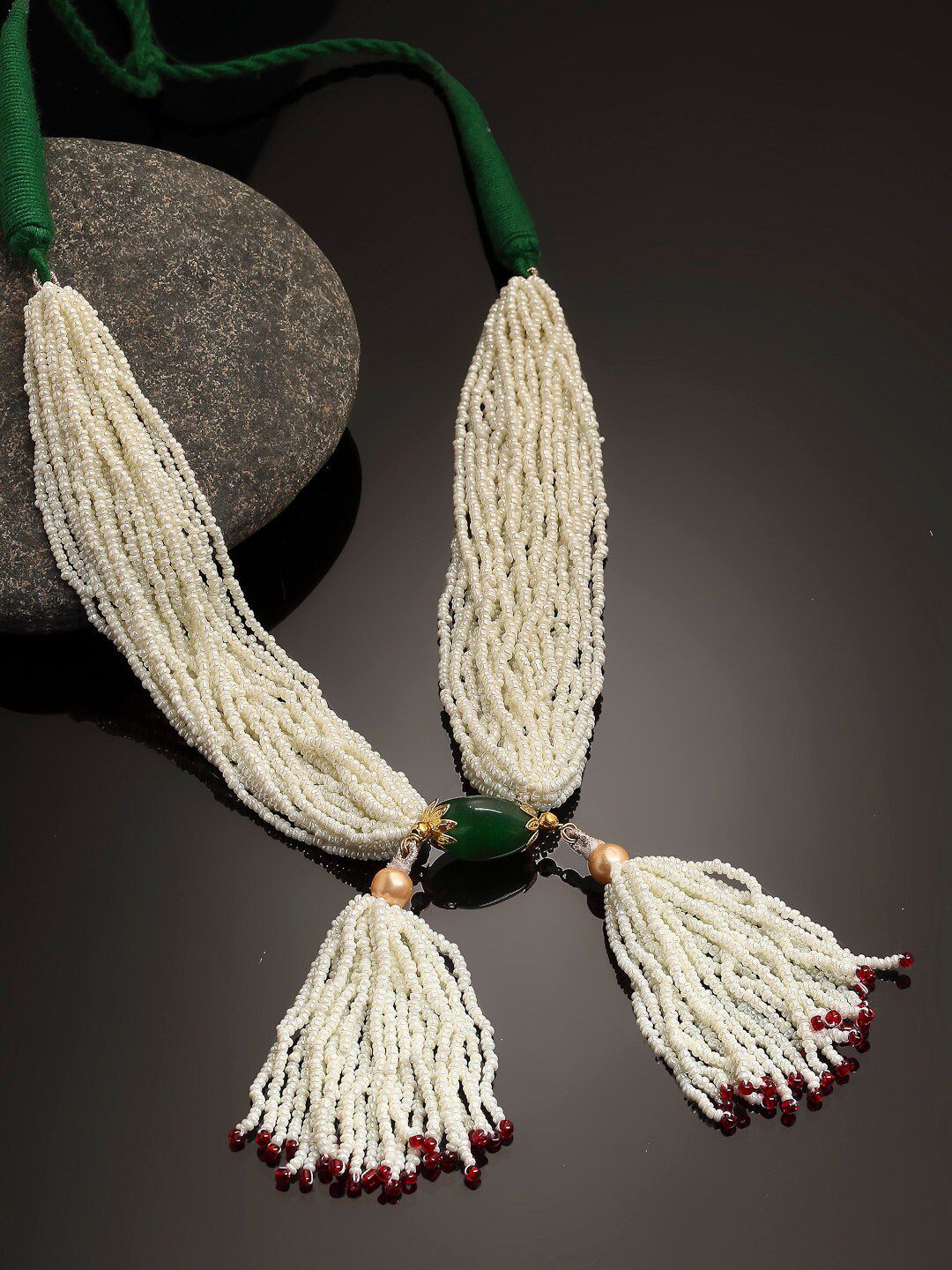 DUGRISTYLE White & Green Copper Gold-Plated Necklace Price in India