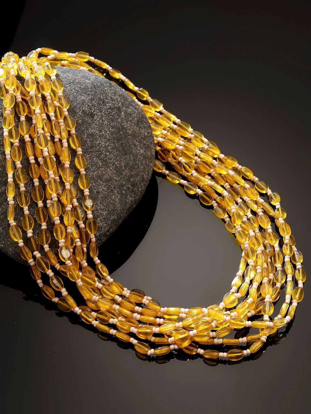 DUGRISTYLE Gold-Toned & Yellow Copper Gold-Plated Layered Necklace Price in India