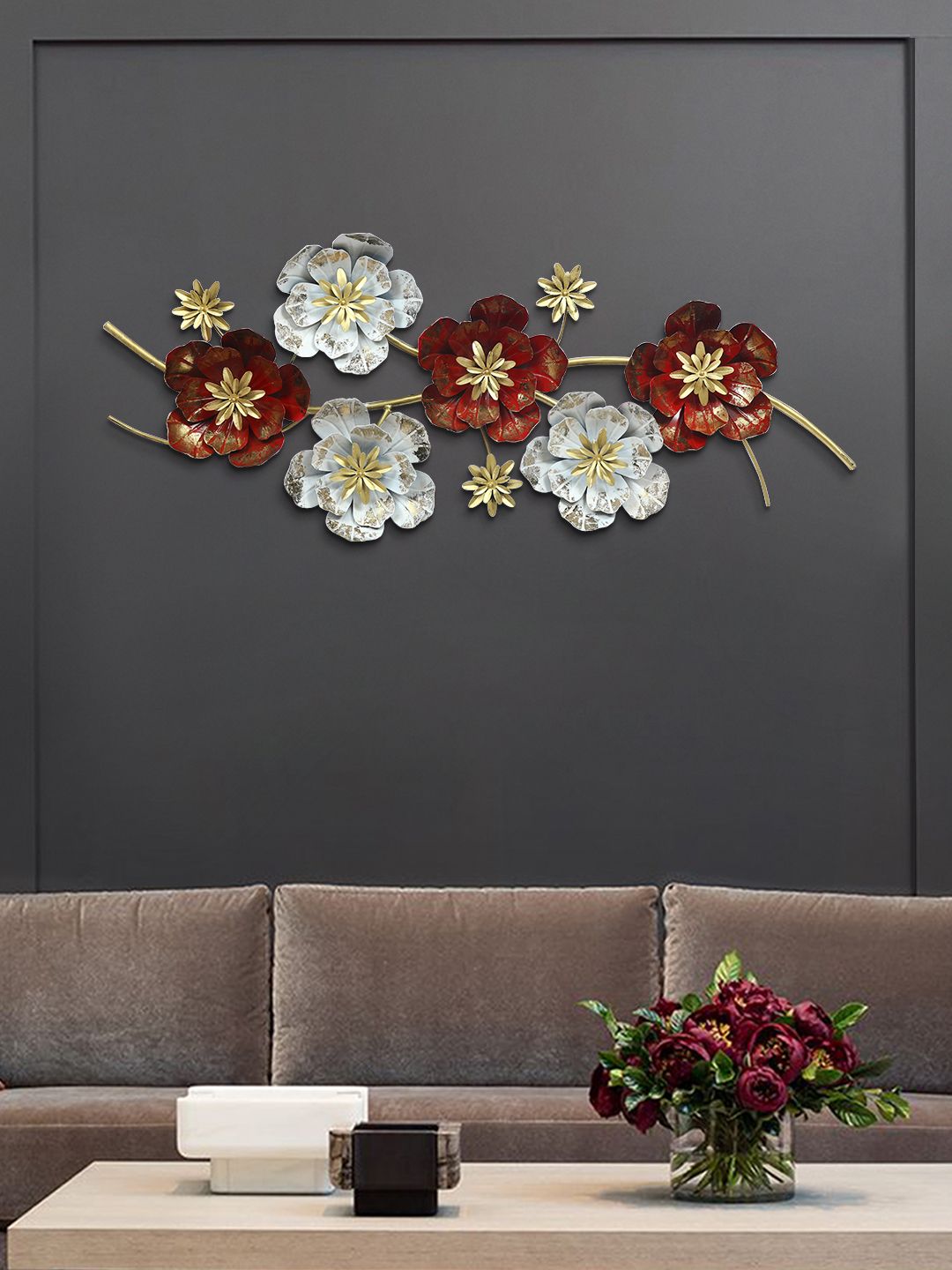 Aapno Rajasthan Red & Gold-Toned Flower Wall Decor Price in India