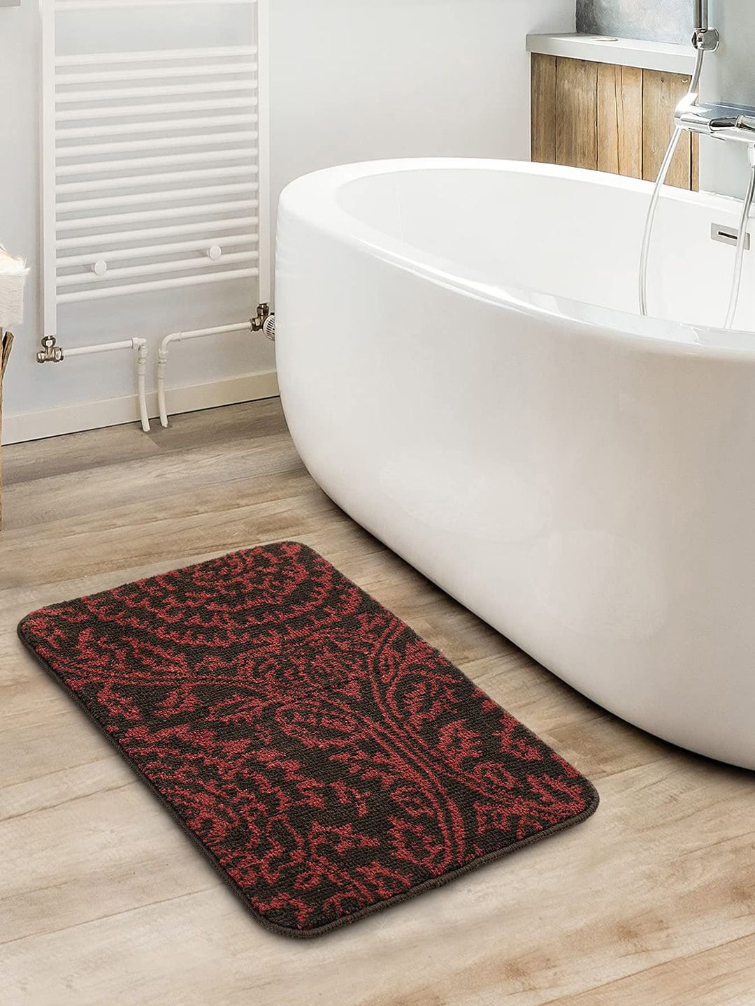 Saral Home Brown & Red Handmade Bathmat Price in India
