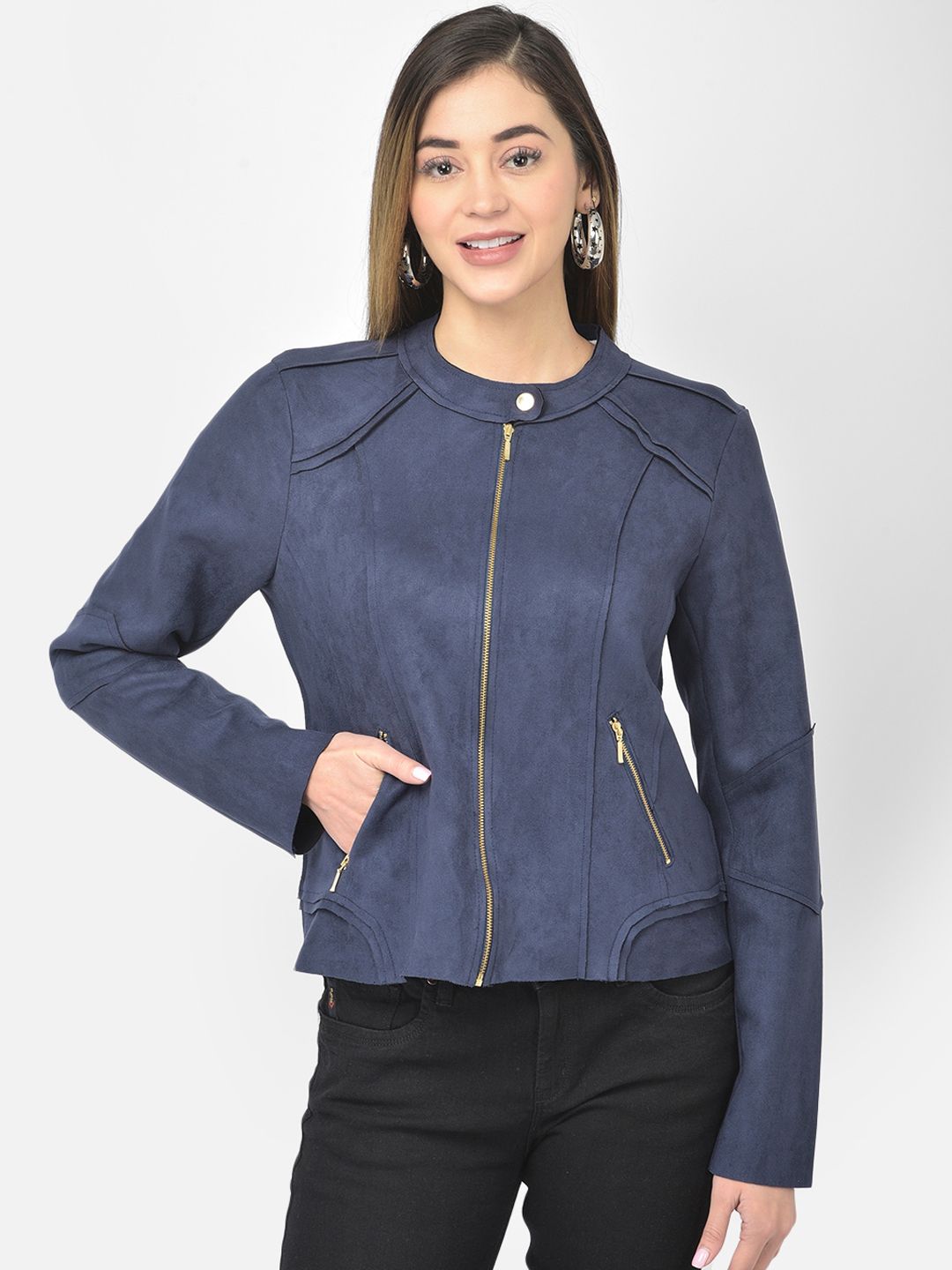 Latin Quarters Women Navy Blue Tailored Jacket Price in India