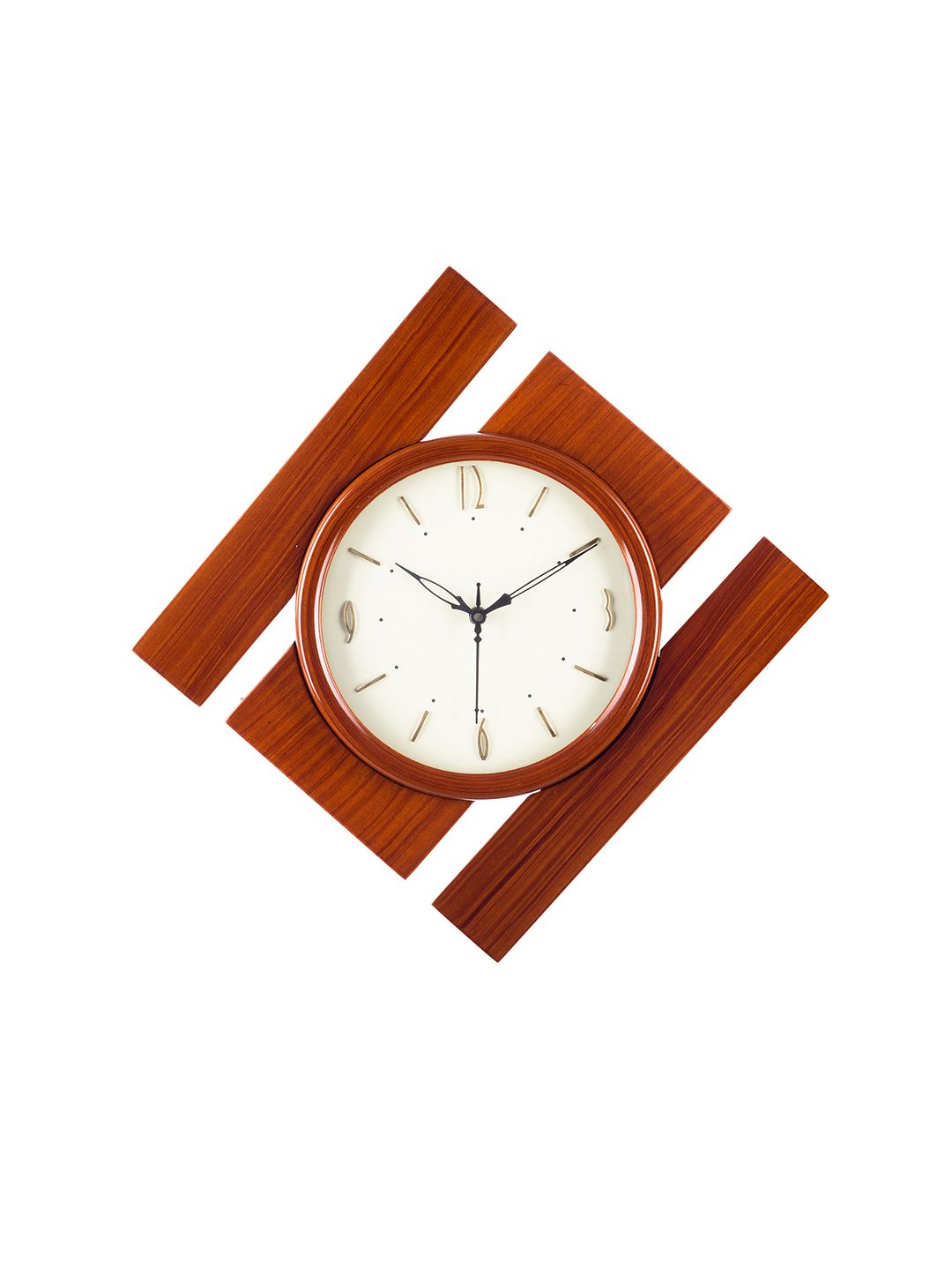 eCraftIndia White Dial Wooden Premium Decorative  41.91 cm x 41.91 cm Analogue Wall Clock Price in India