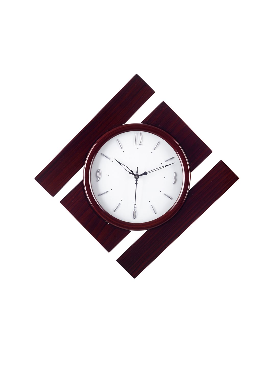 eCraftIndia White Dial Wooden Premium Decorative  41.91 cm Analogue Wall Clock Price in India