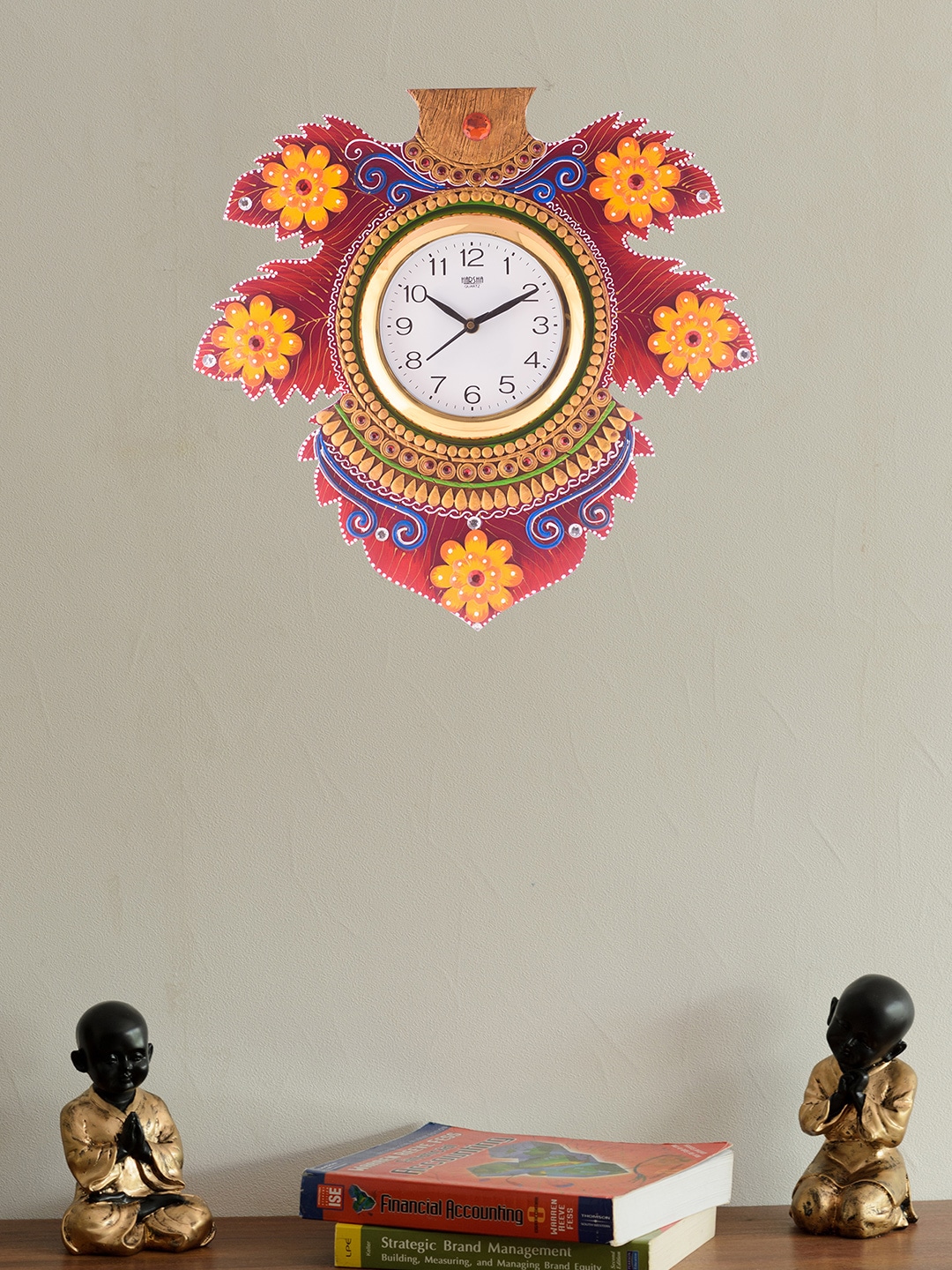 eCraftIndia White Dial Handcrafted  39.3 cm x  40.6 cm Analogue Wall Clock Price in India