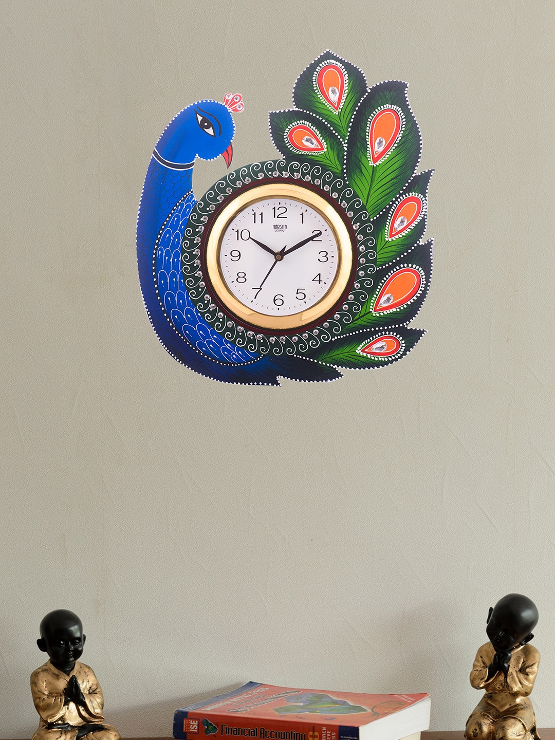 eCraftIndia White Dial Handcrafted  38.1 cm x  33 cm Analogue Wall Clock Price in India