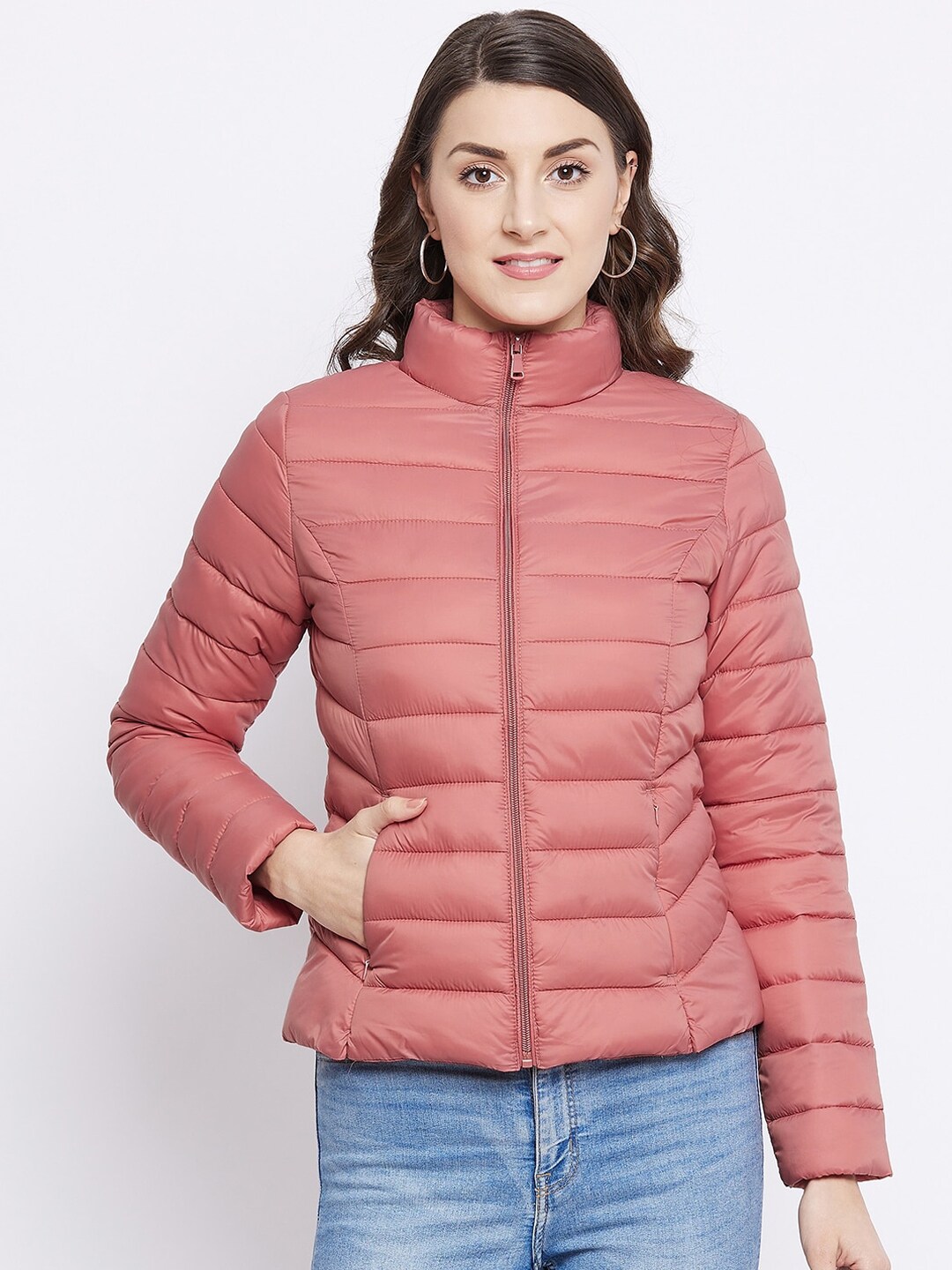 Madame Women Coral Lightweight Puffer Jacket Price in India