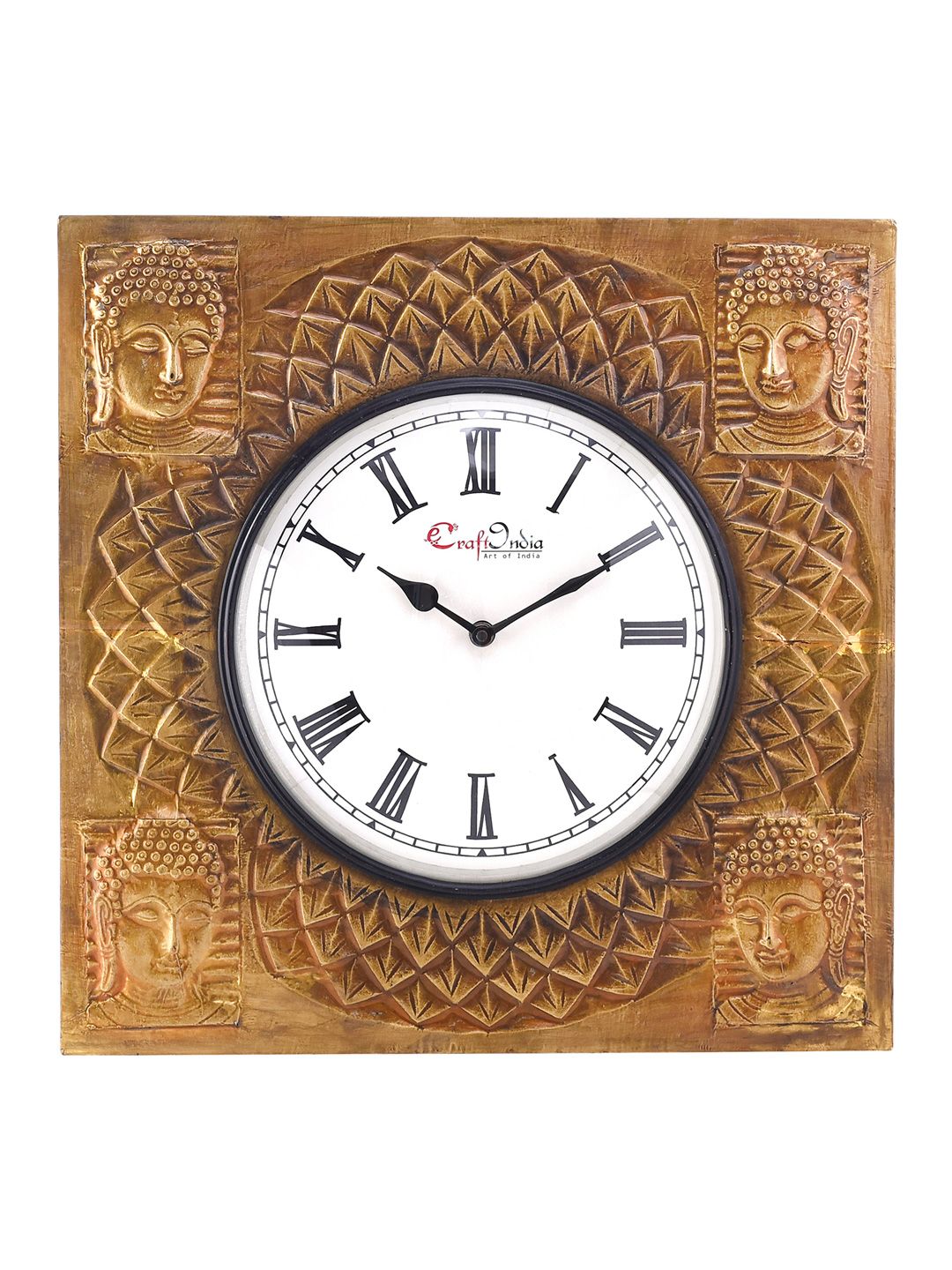 eCraftIndia White Dial Handcrafted Wooden  40 cm Analogue Wall Clock Price in India