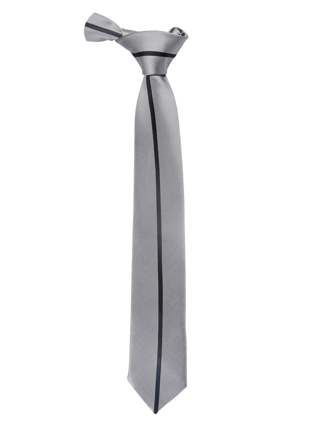 Alvaro Castagnino Men Grey & Black Striped Skinny Tie