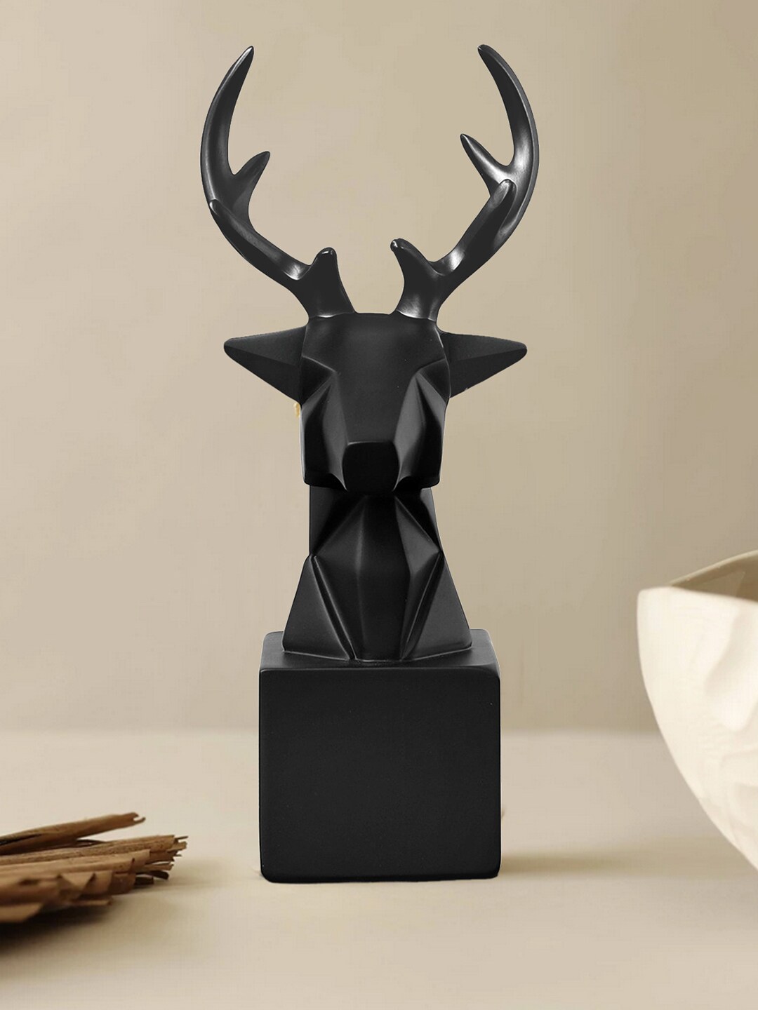 TIED RIBBONS Black Deer-Head Statue Showpiece Price in India