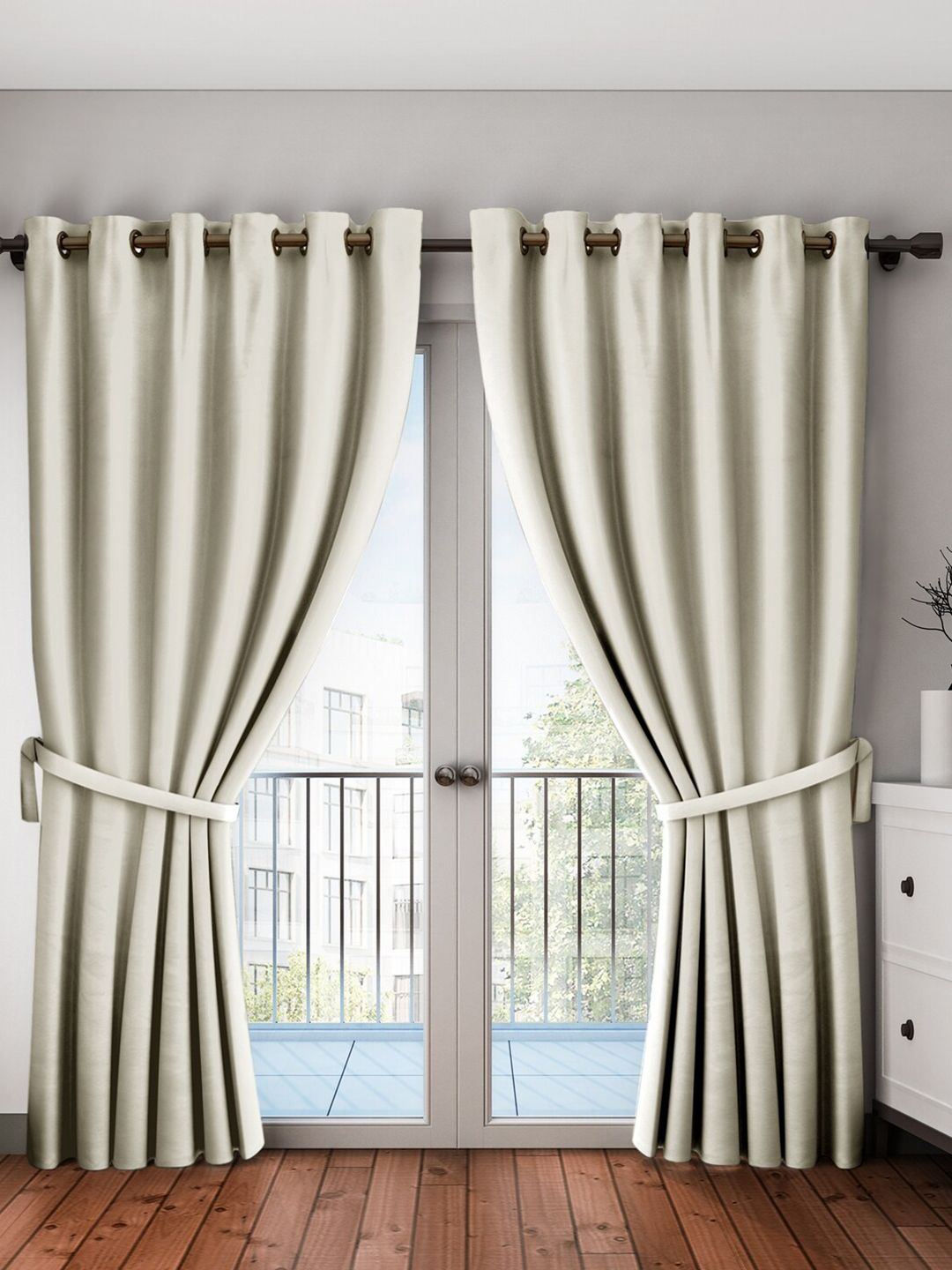 Home Sizzler Cream-Coloured Set of 2 Black Out Long Door Curtain Price in India