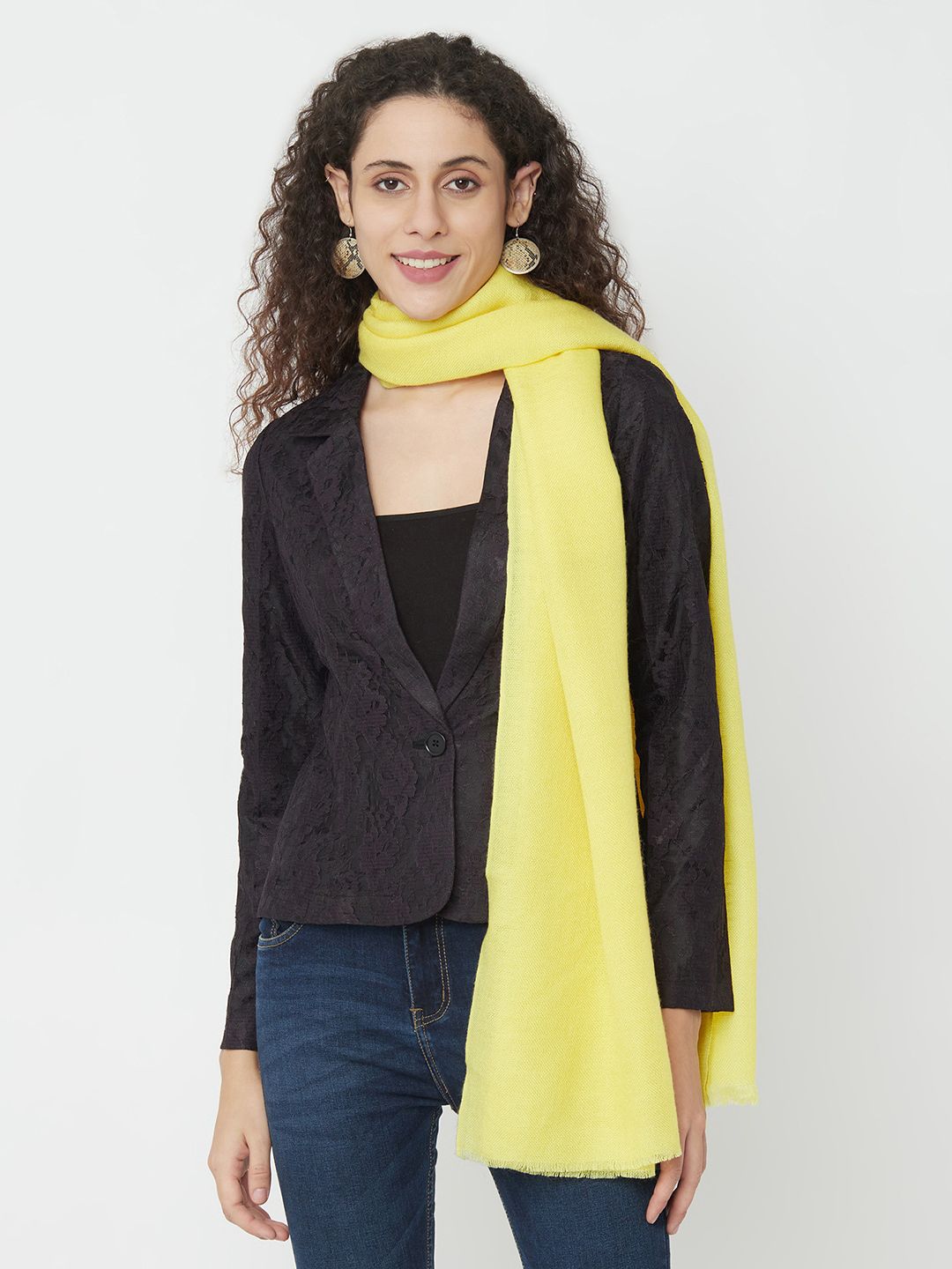 Owncraft Women Yellow Solid Stole Price in India