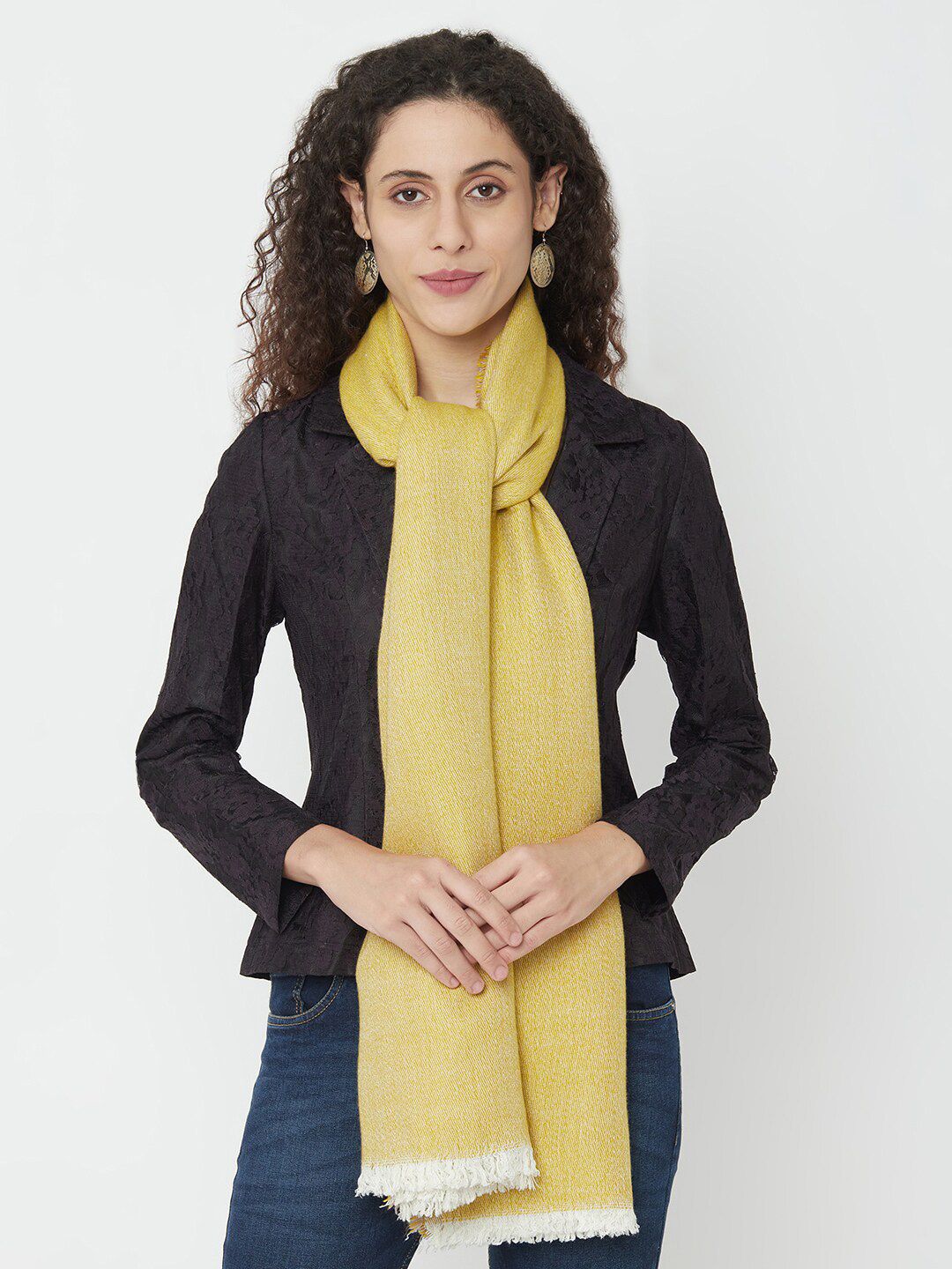 Owncraft Women Yellow Acrylic Stole Price in India