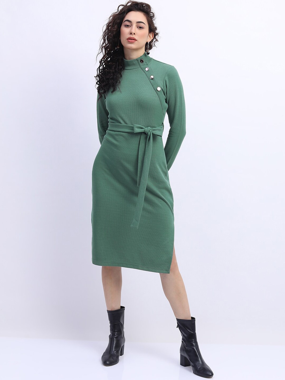 Tokyo Talkies Green Sheath Midi Dress Price in India