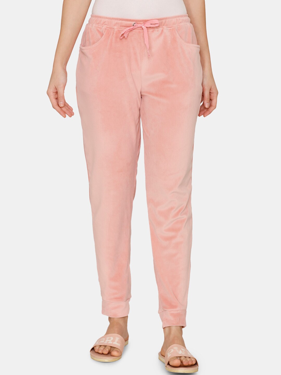 Zelocity by Zivame Women Pink Relaxed Fit Cotton Track Pant Price in India