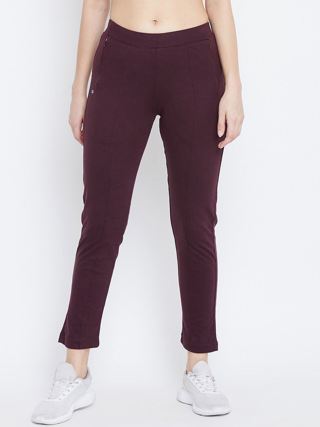 FRENCH FLEXIOUS Women Burgundy-Coloured Track Pants Price in India