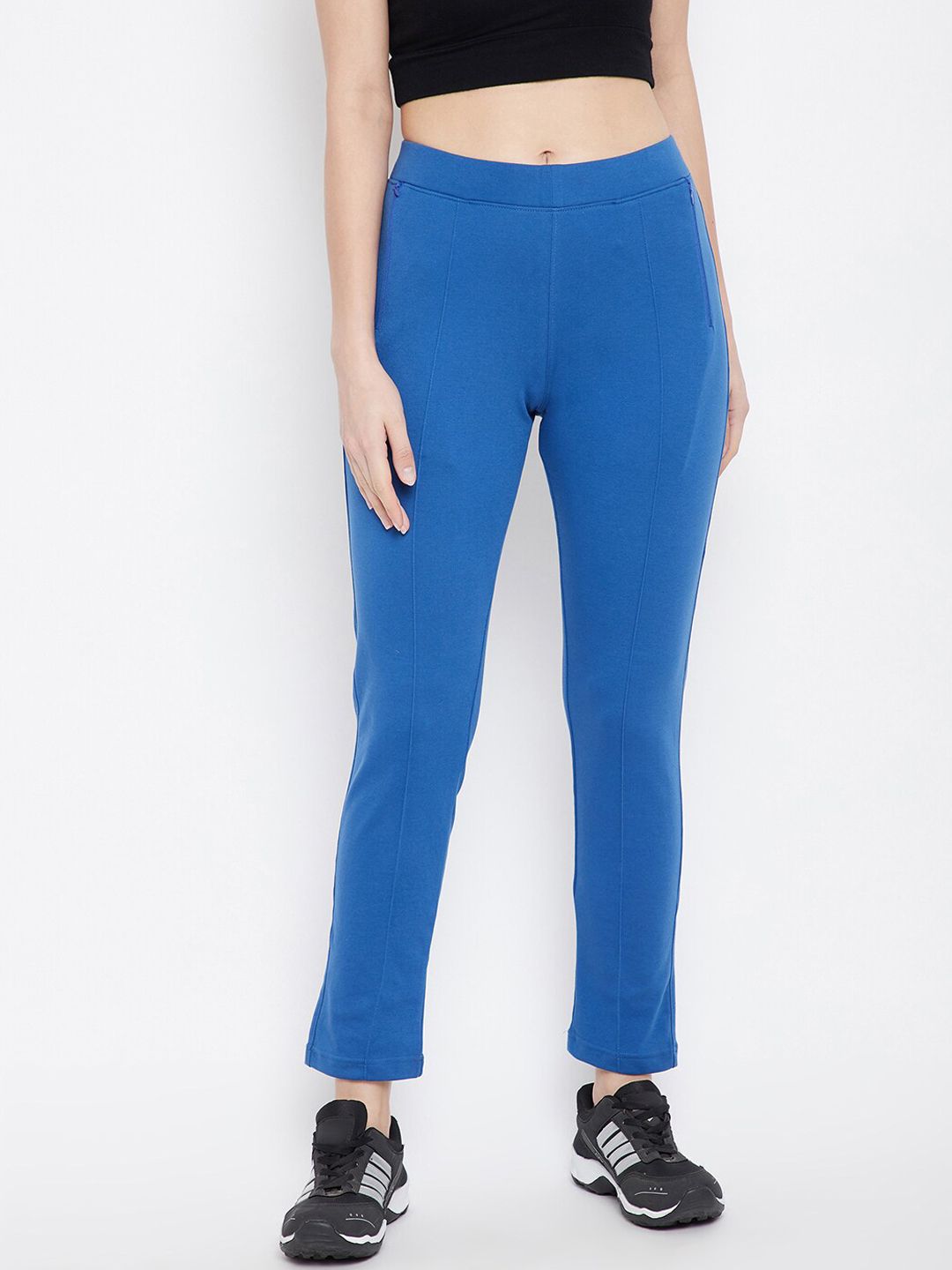 FRENCH FLEXIOUS Women Blue Solid Track Pants Price in India