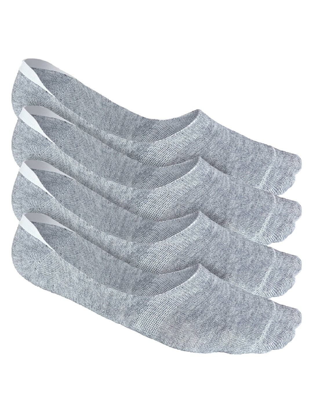 Heelium Men Grey Solid Pack of 4 Odour Free Breathable Low Cut Bamboo No Show Socks